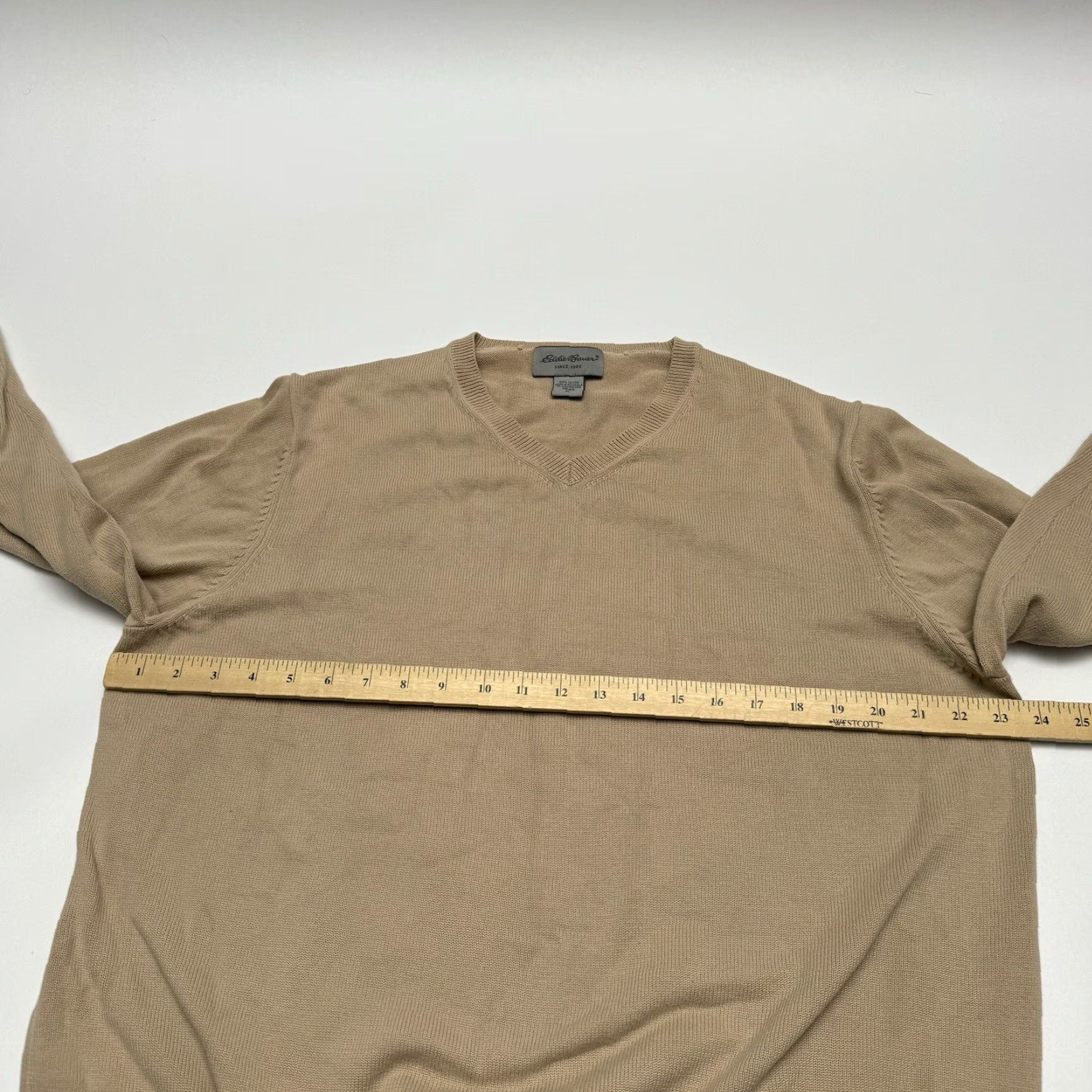 Eddie Bauer VINTAGE Eddie Bauer Sweater Men XL V-Neck Cable-Knit Pullover Brown Tan Beige Australia Heavy Knit Size US XL / EU 56 / 4 - 4 Thumbnail