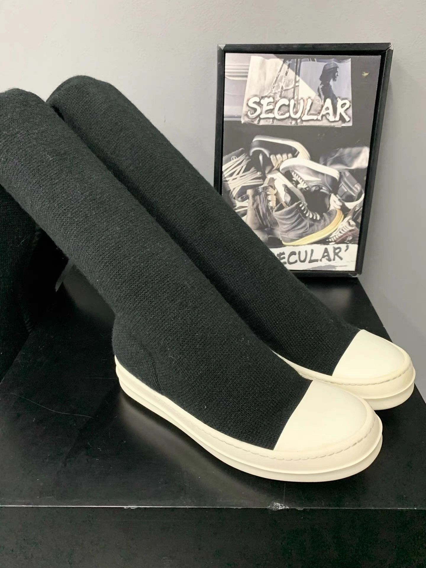 Rick Owens Rick Owens Over‑Knee Goddess Boots K34 Size US 5.5 / IT 35.5 - 2 Thumbnail