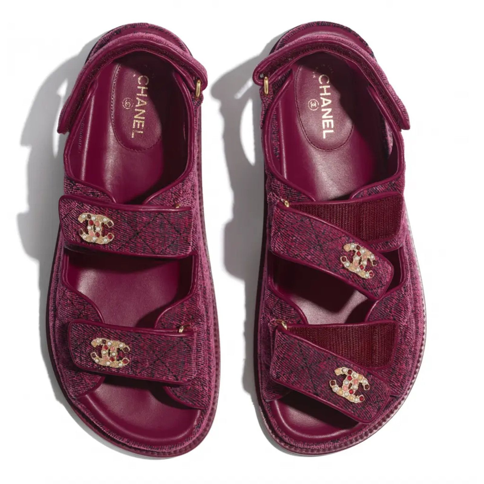 Chanel Chanel 21A Pink Velvet Denim CC Logo Mule Slide Strap Flat Size US 6 / IT 36 - 8 Thumbnail