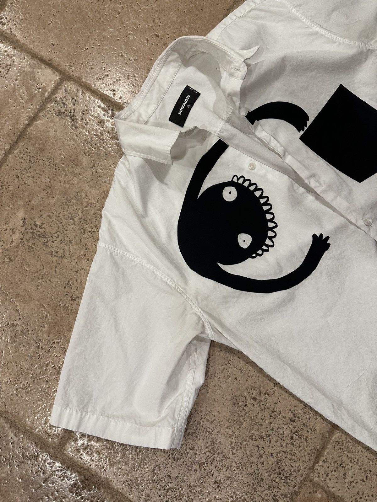 Dsquared2 Dsquared2 Monster Graphic Logo White / Black Button Up Shirt Size US L / EU 52-54 / 3 - 5 Thumbnail