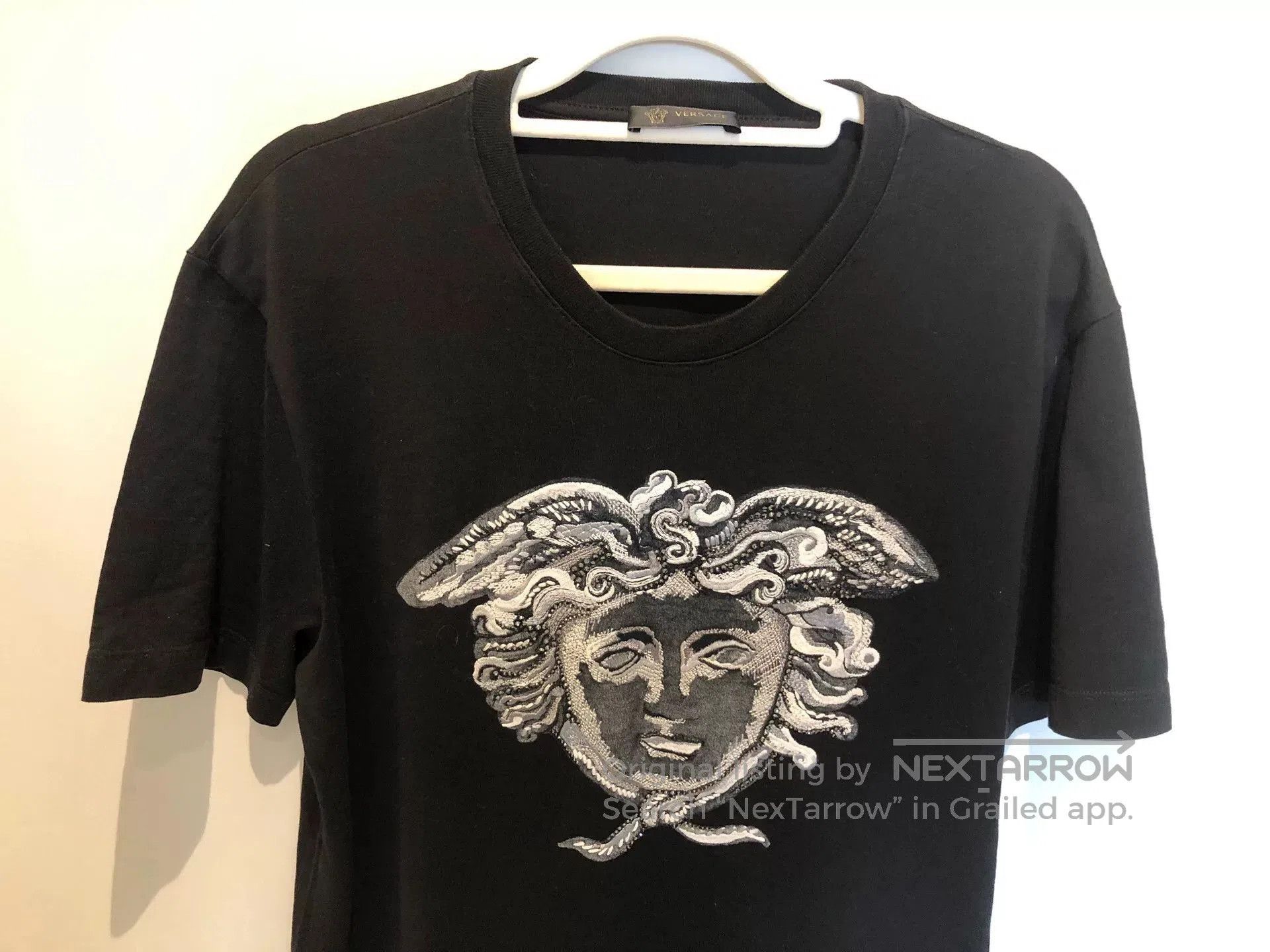 Versace Versace Men's Silver Embroidered Rhinestone Tee. Size US M / EU 48-50 / 2 - 3 Thumbnail