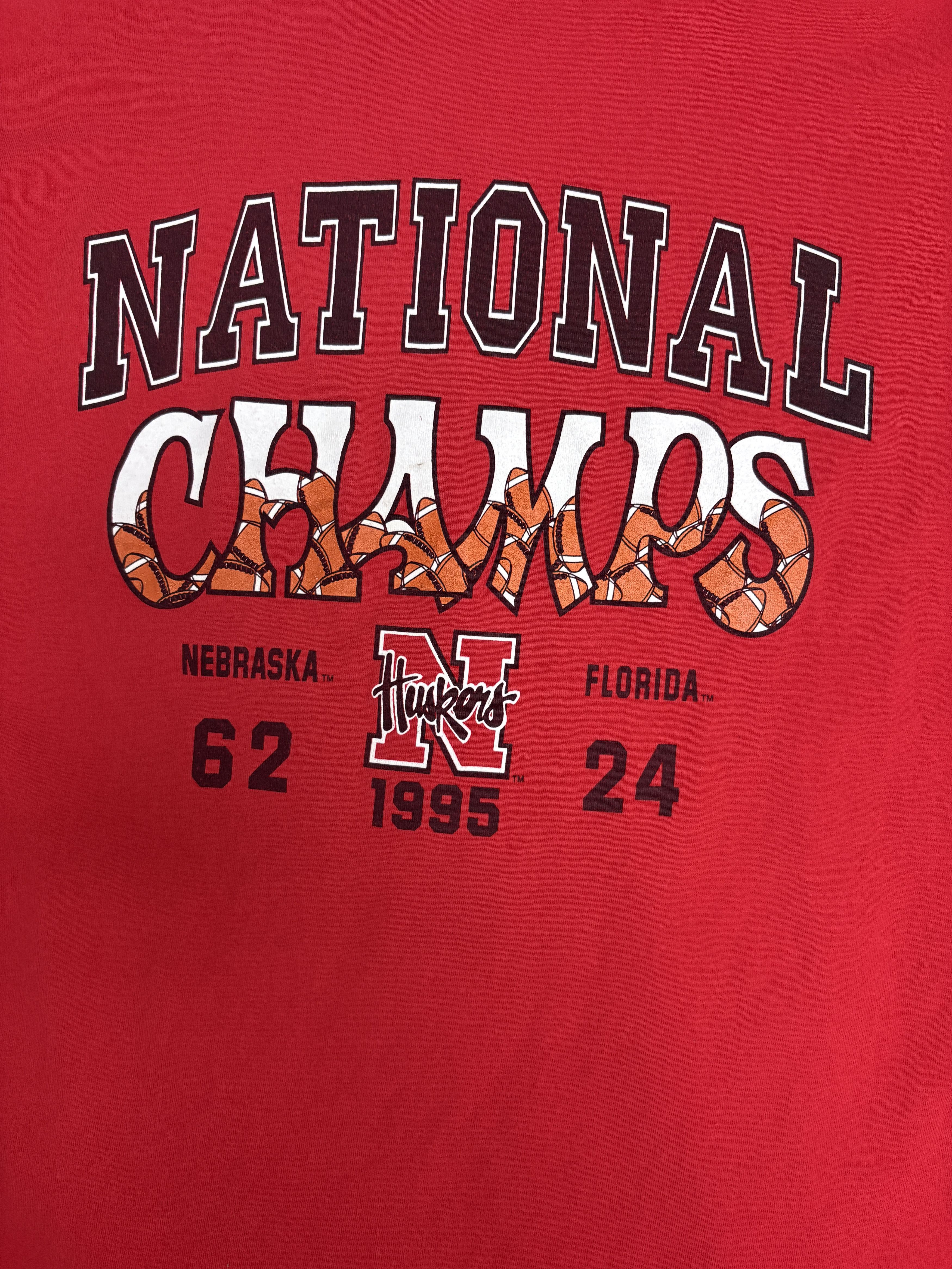 Vintage Nebraska Cornhuskers National Champs 1995 Vintage Tee Size US XL / EU 56 / 4 - 2 Thumbnail