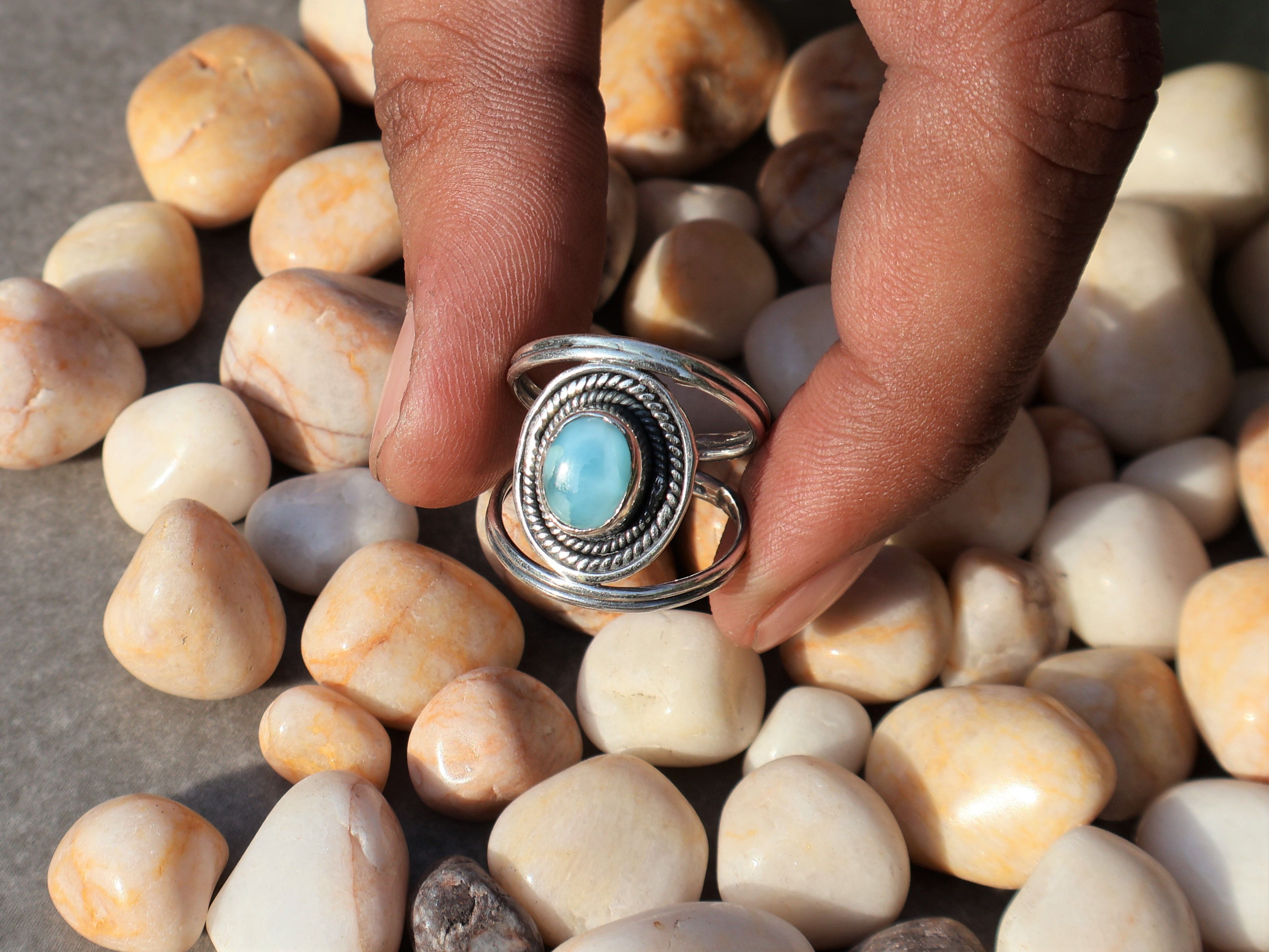 Handmade Larimar Ring, 925 Sterling Silver Ring, Handmade Women Ring, Size ONE SIZE - 6 Thumbnail
