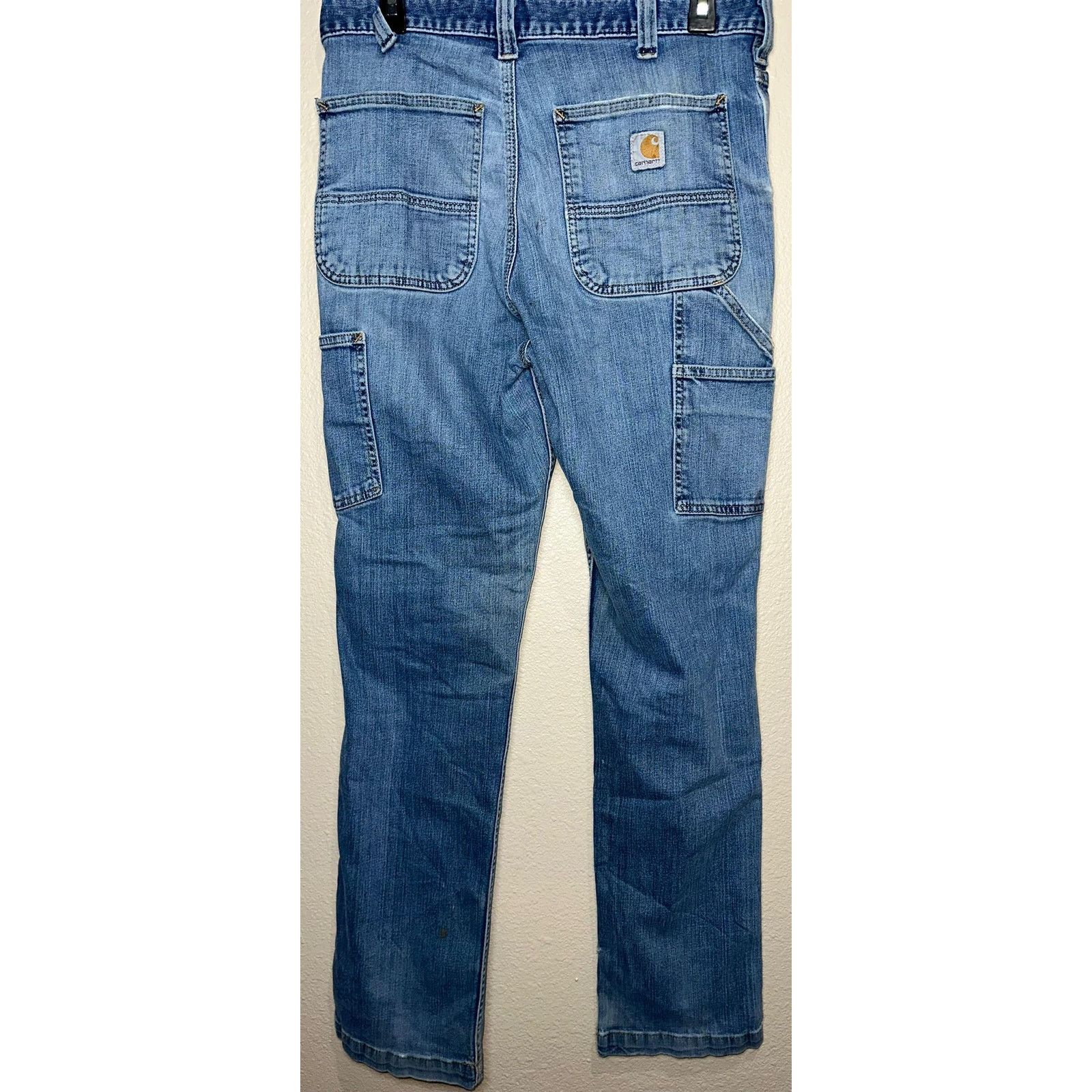 Carhartt 👖 Carhartt Men's Distressed Blue Denim Work Jeans 32x32 Size US 32 / EU 48 - 2 Thumbnail