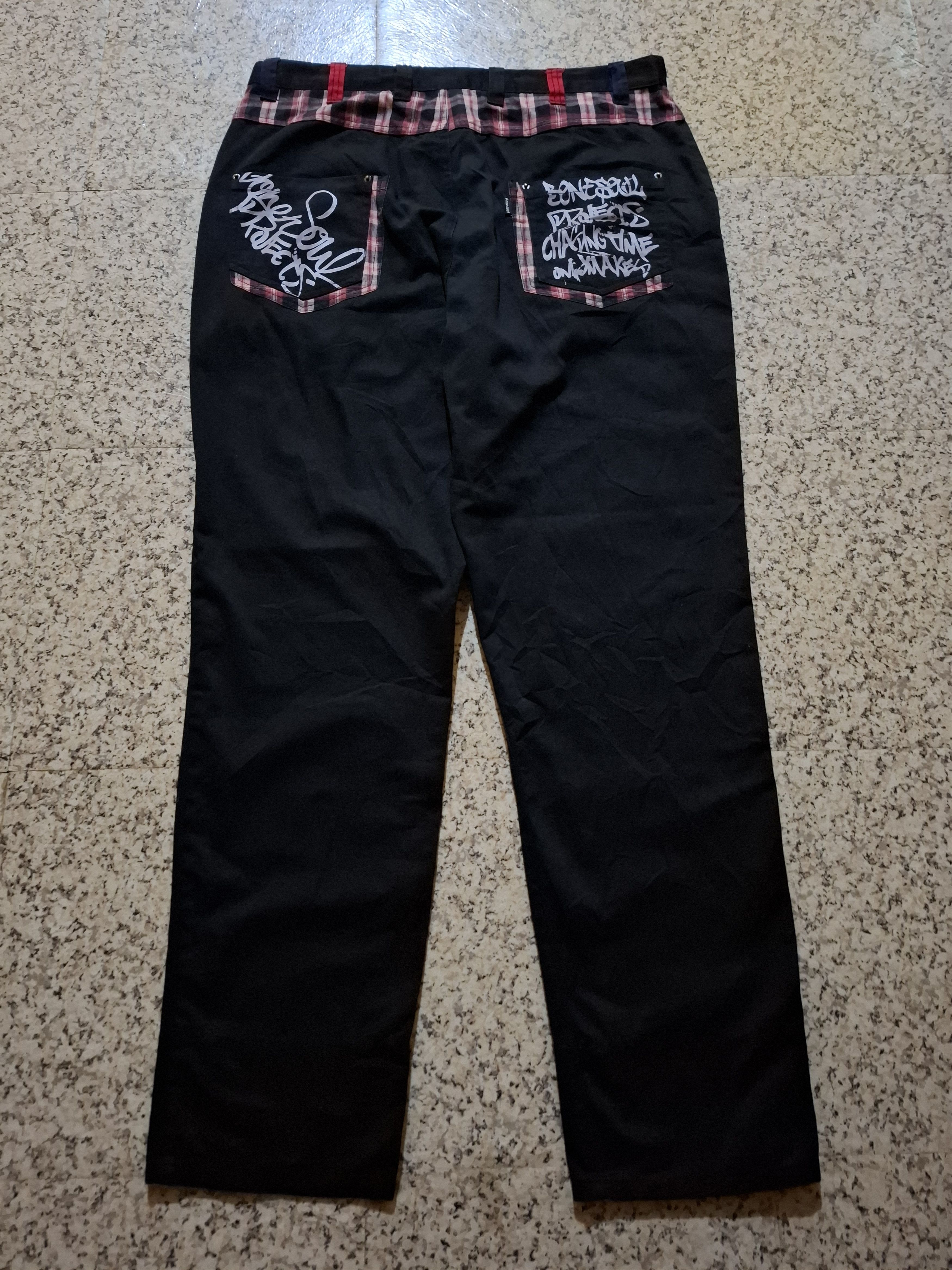 Japanese Brand 🔥 RARE Y2k B-One-Soul Projects Plaid Trim Streetwear Pants Size US 35 - 17 Thumbnail