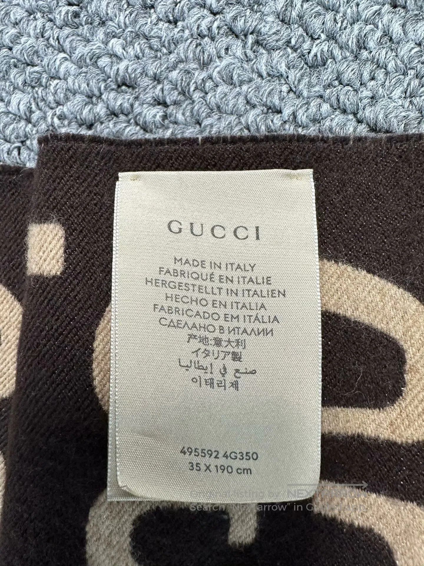 Gucci Guicci Caramel Dual Tone Printed Logo Cashmere Scarf| Size ONE SIZE - 5 Thumbnail
