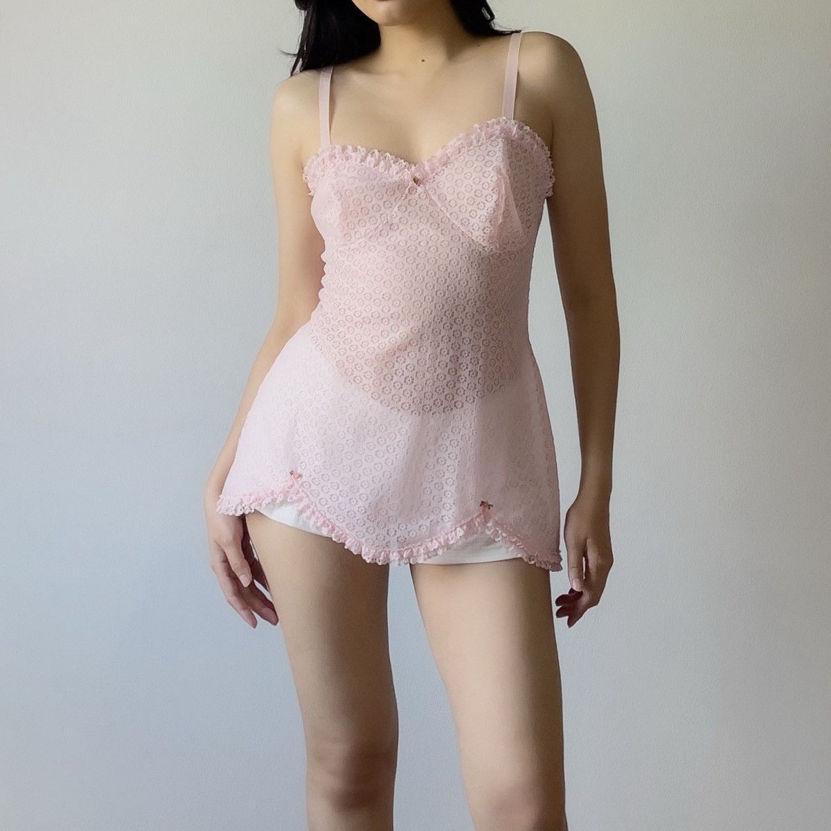 Vintage Vintage 1970s Pink Lace Lingerie Slip Dress (M–L) Size L / US 10 / IT 46 - 3 Thumbnail