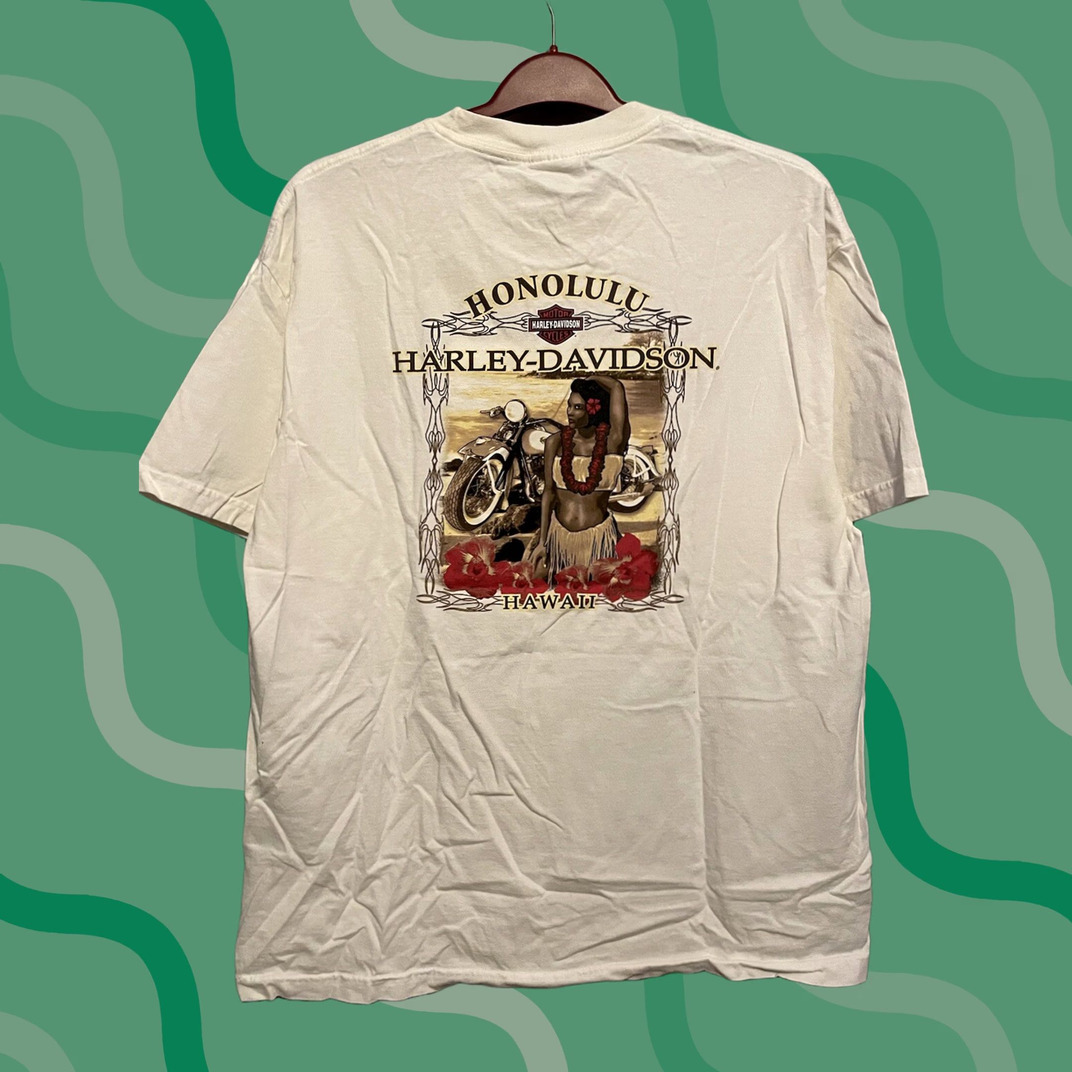 Harley Davidson VINTAGE Harley-Davidson Motorcycle T-Shirt Men XL White Short Sleeve Crew Neck Honolulu Hawaii E95 Size US XL / EU 56 / 4 - 1 Thumbnail