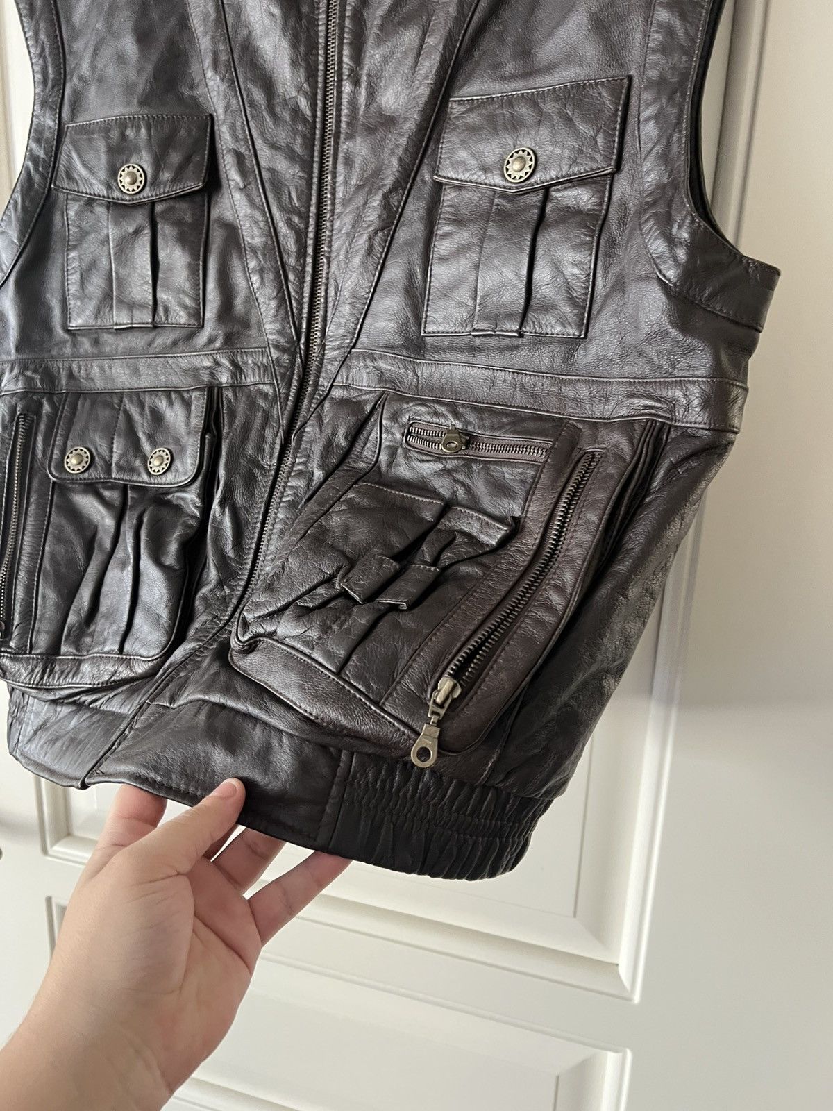 Genuine Leather Vintage Yorn Leather Vest Men’s Brown Genuine Leather Moto Size US L / EU 52-54 / 3 - 12 Thumbnail