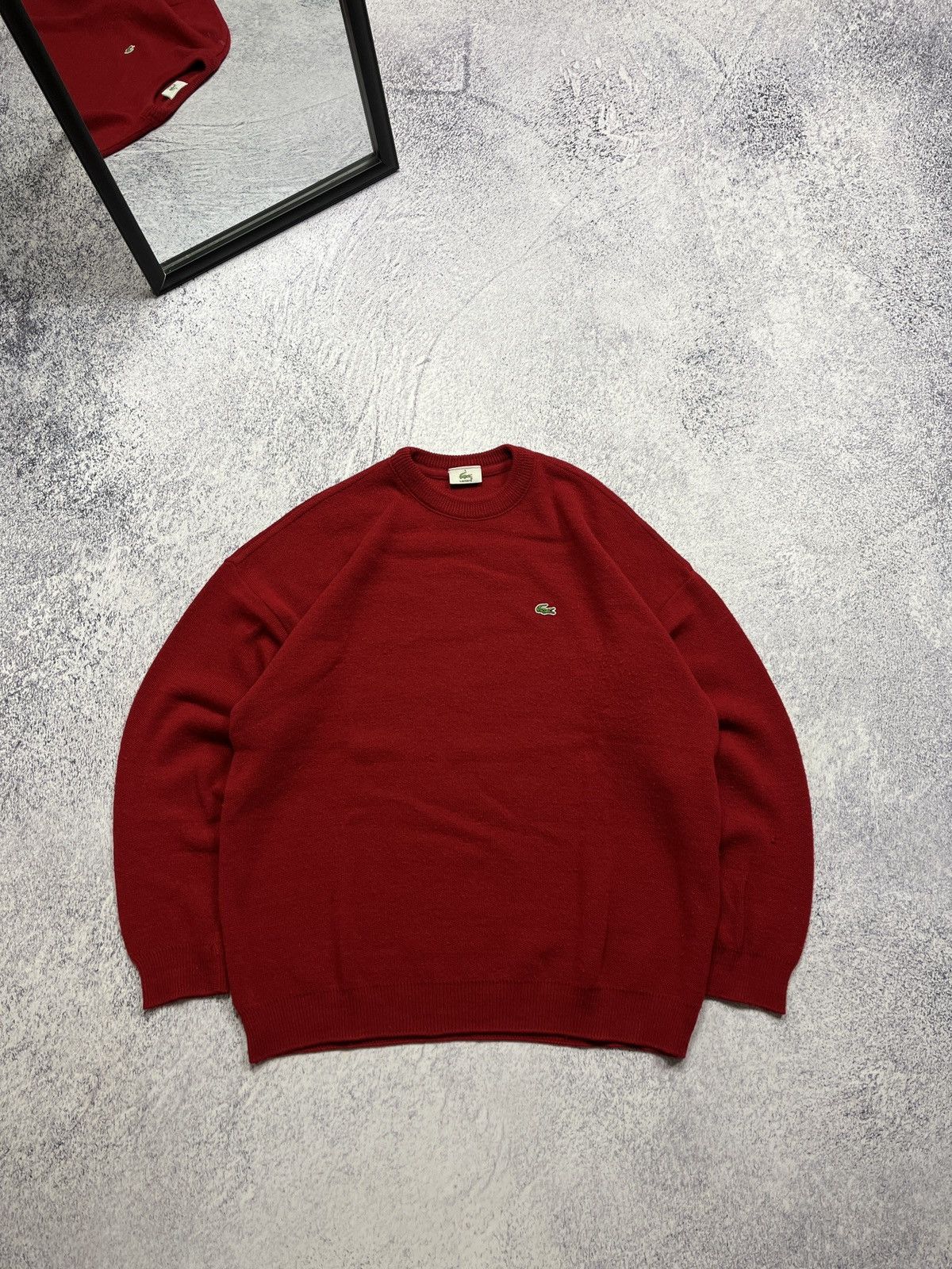 Lacoste × Vintage Vintage Lacoste Red Wool Knit Sweater Size US L / EU 52-54 / 3 - 1 Thumbnail