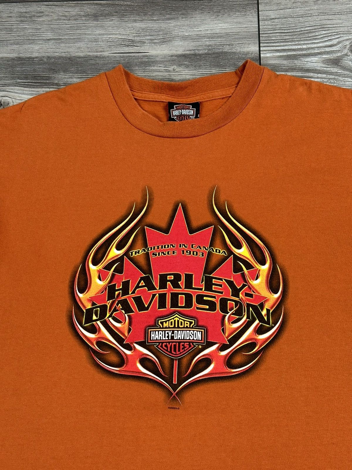 Harley Davidson × Vintage Y2K Harley Davidson Flaming Maple Leaf T Shirt Size US XL / EU 56 / 4 - 3 Thumbnail