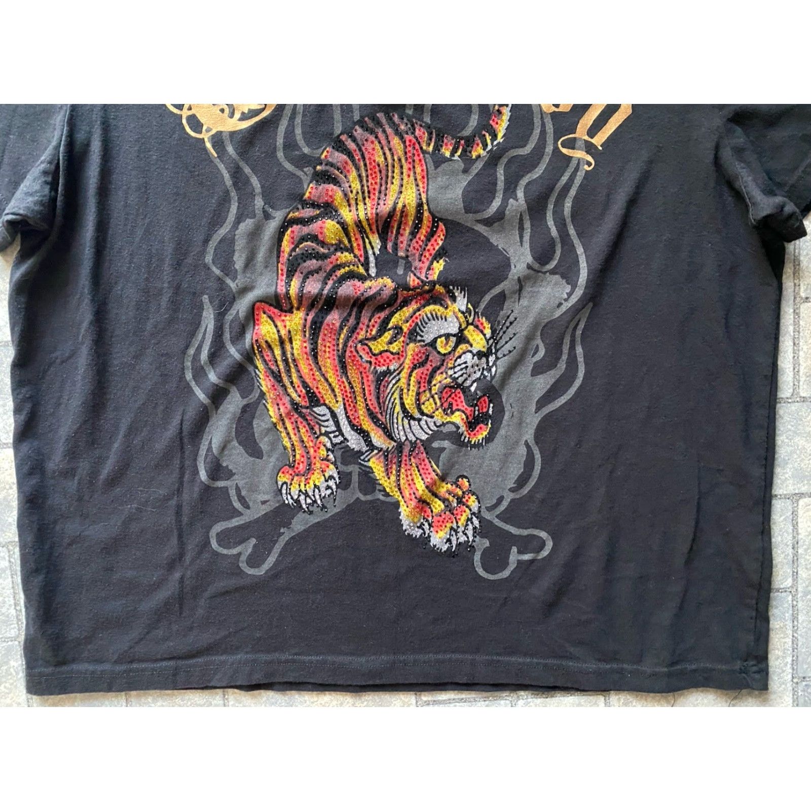 Ed Hardy Ed Hardy Men’s T-Shirt XL Black Short Sleeve Rhinestone Tiger Y2K Size US XL / EU 56 / 4 - 4 Thumbnail
