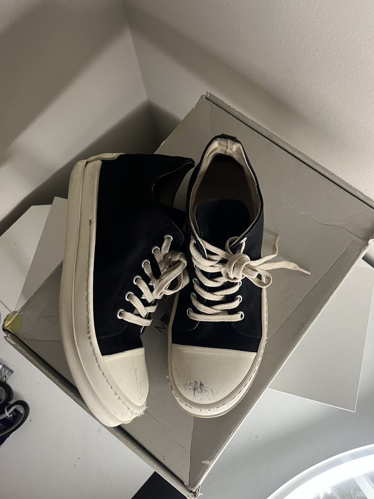 image of Rick Owens Drkshdw Low Top Sneakers in Black, Men's (Size 7)