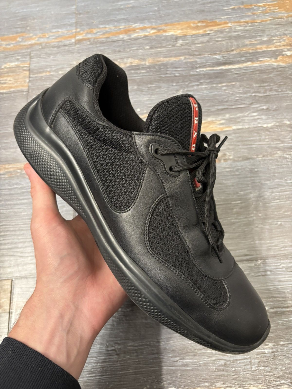 Prada Prada Americas Cup Black Leather Size 11 | Grailed