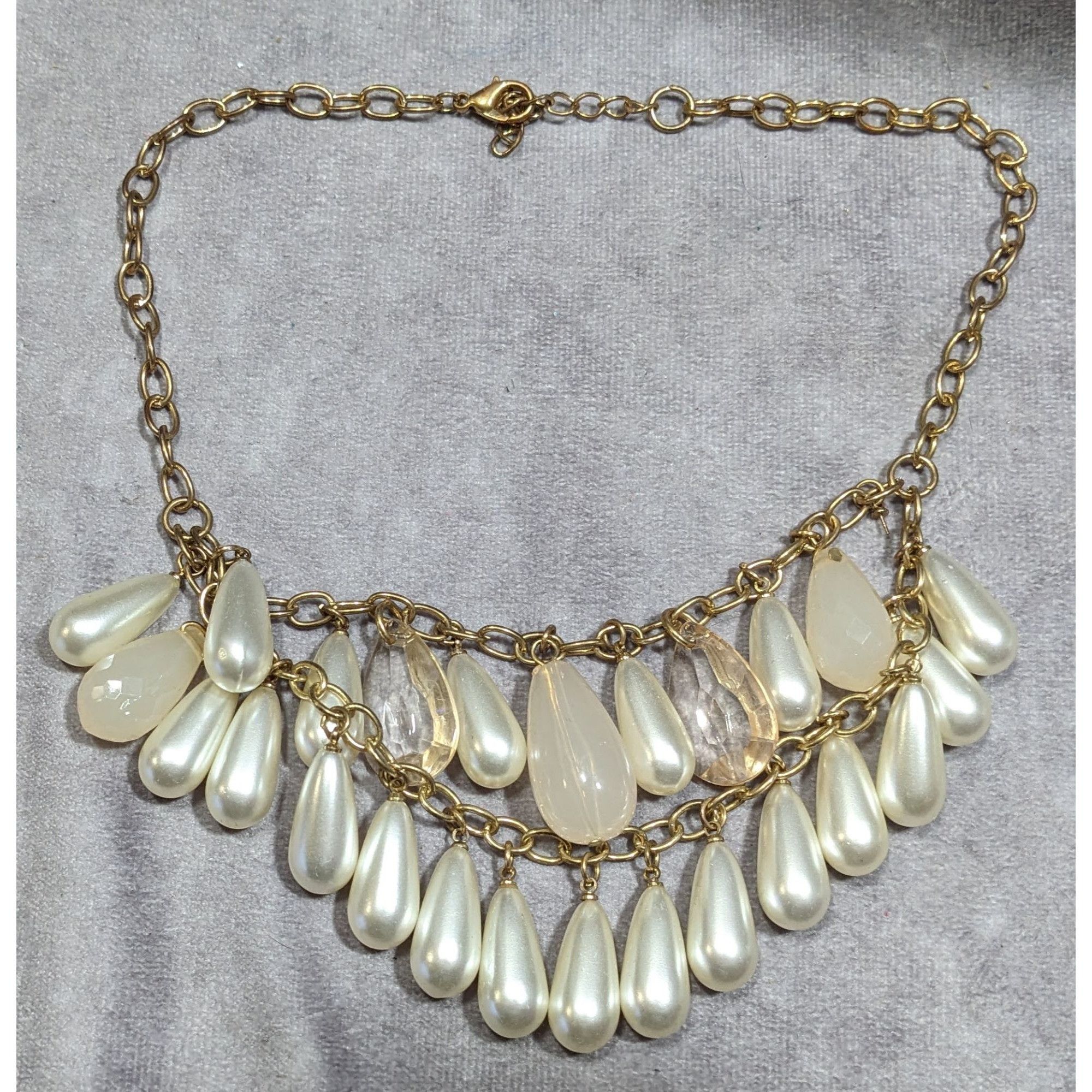 Other Retro Glam Teardrop Faux Pearl And Acrylic Fringe Necklace Size ONE SIZE - 5 Thumbnail
