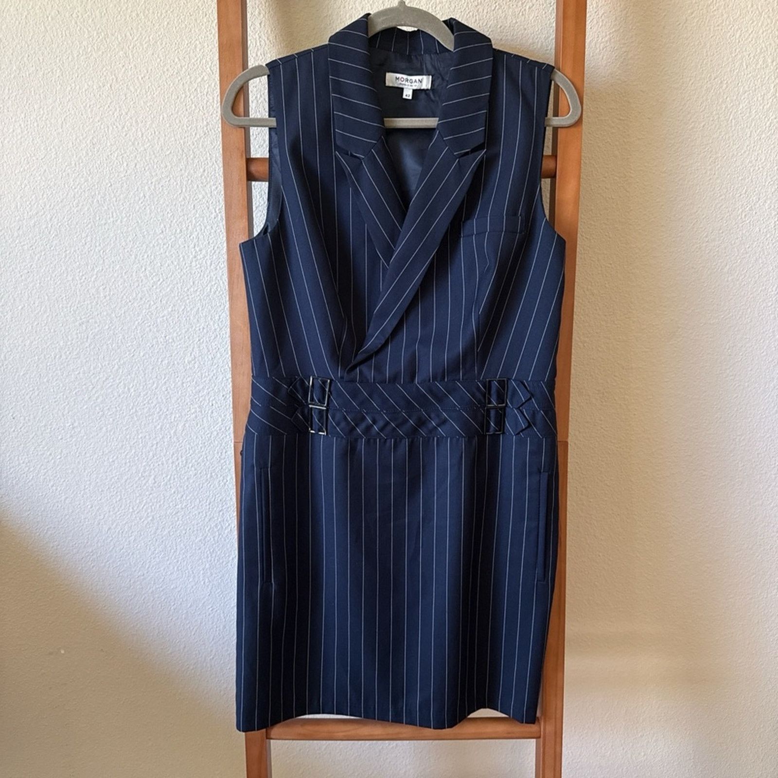 Morgan De Toi Morgan de Toi Navy Pinstripe Sleeveless Dress 42 Size M / US 6-8 / IT 42-44 - 1 Thumbnail