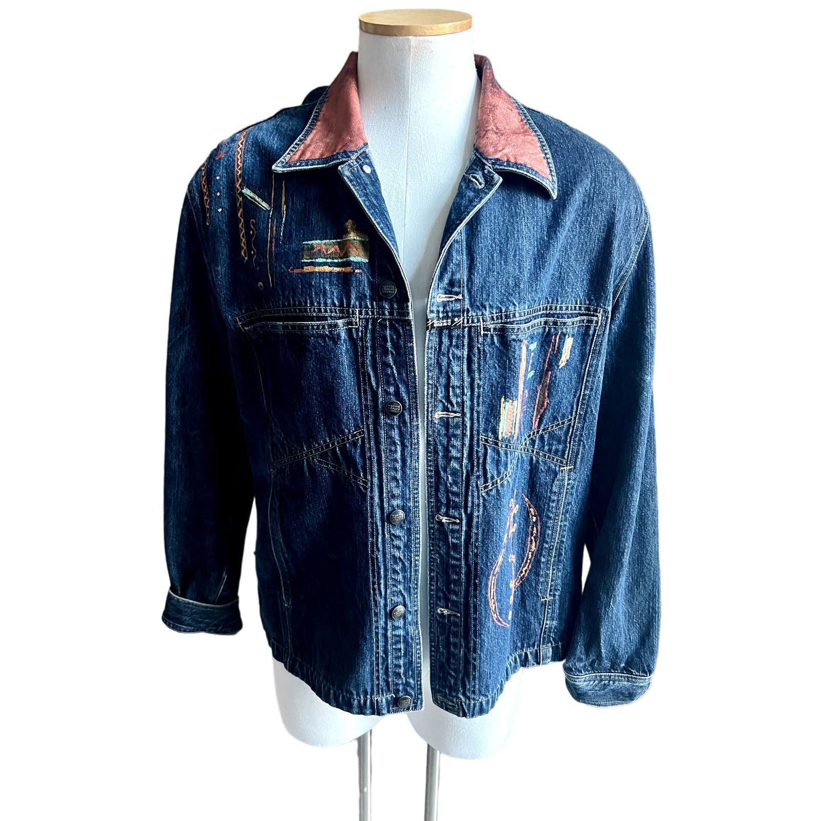 image of Marithe Francois Girbaud Marithe Francois Gerbaud Vintage Graphic Jean Jacket XL in Blue, Men's