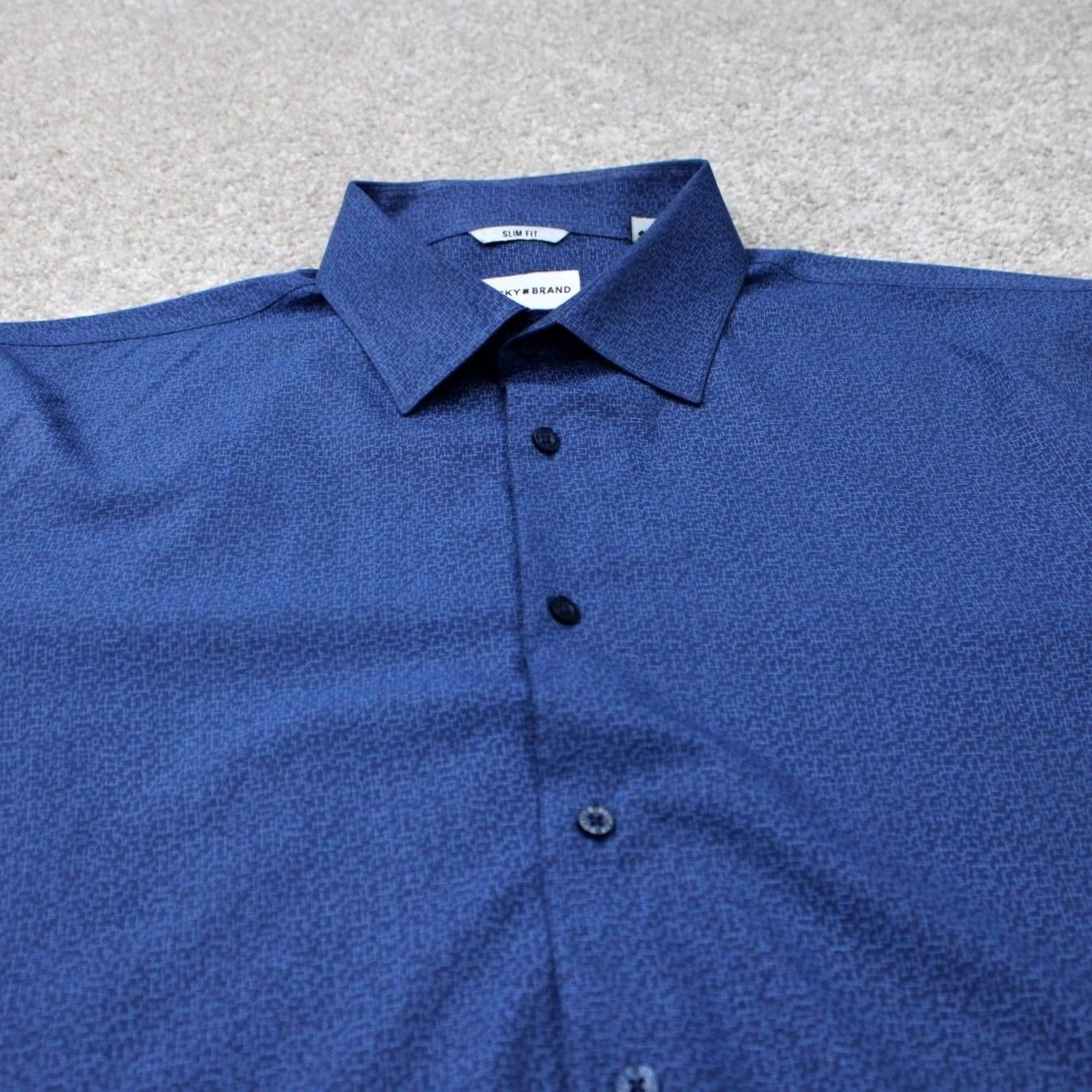 Lucky Brand Lucky Brand Shirt Mens XL Blue Geometric Slim Fit 4 Way Stretch Button-Up Casual Formal Workwear Size US XL / EU 56 / 4 - 5 Thumbnail