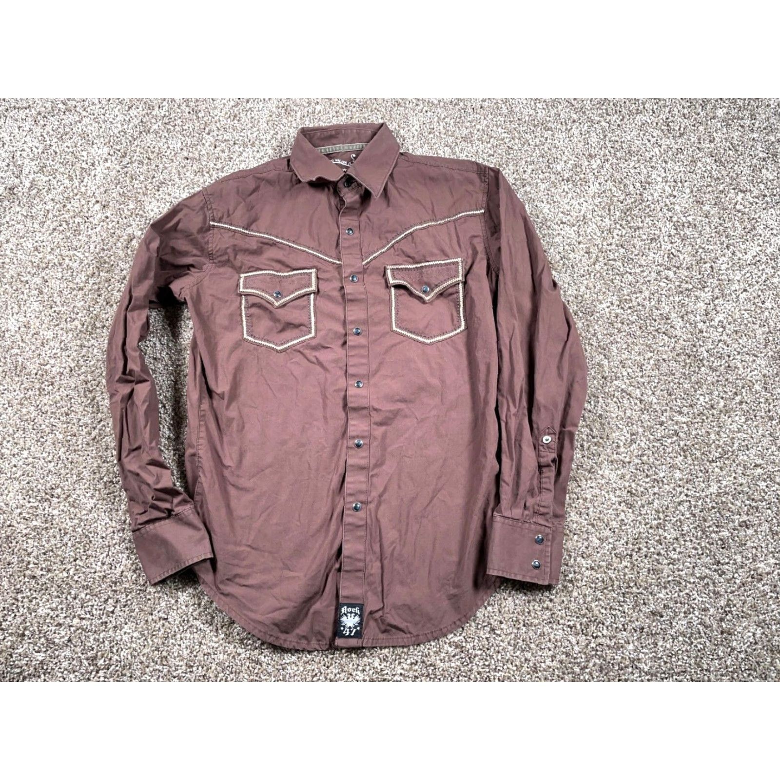 Wrangler VINTAGE Wrangler Men's Western Shirt Adult Medium Brown Cotton Embroidered Studded 90s Cowboy Grunge Size US M / EU 48-50 / 2 - 2 Thumbnail