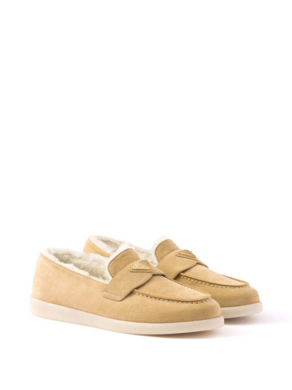 o1la1rc1a0925 Suede and Shearling Loafers in Camel