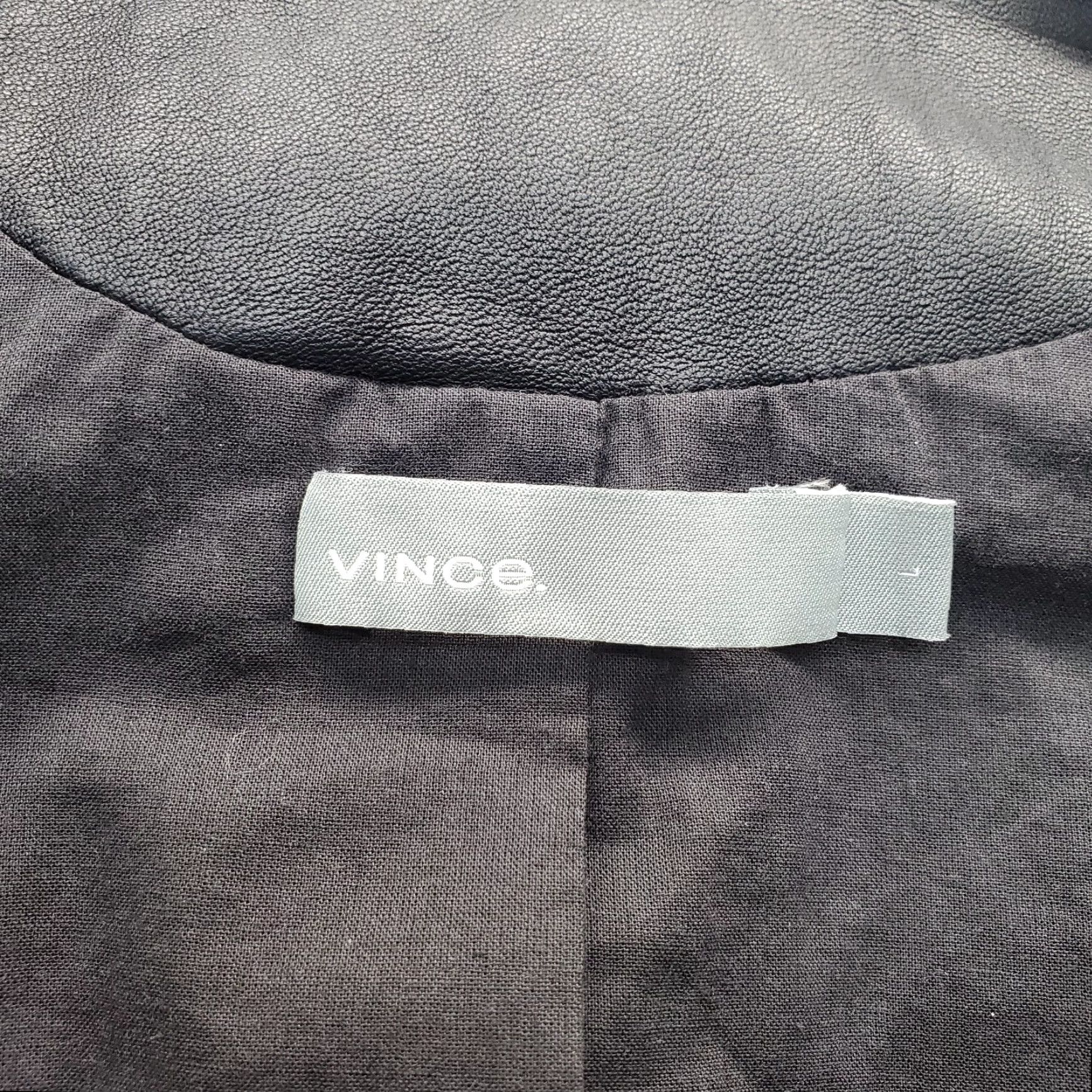 Vince Vince Biker Jacket Women Large Black Faux Leather Lined Slit Sleeve Zip Clipside Clip Zip Biker Jacket Women Size L Size L / US 10 / IT 46 - 6 Thumbnail