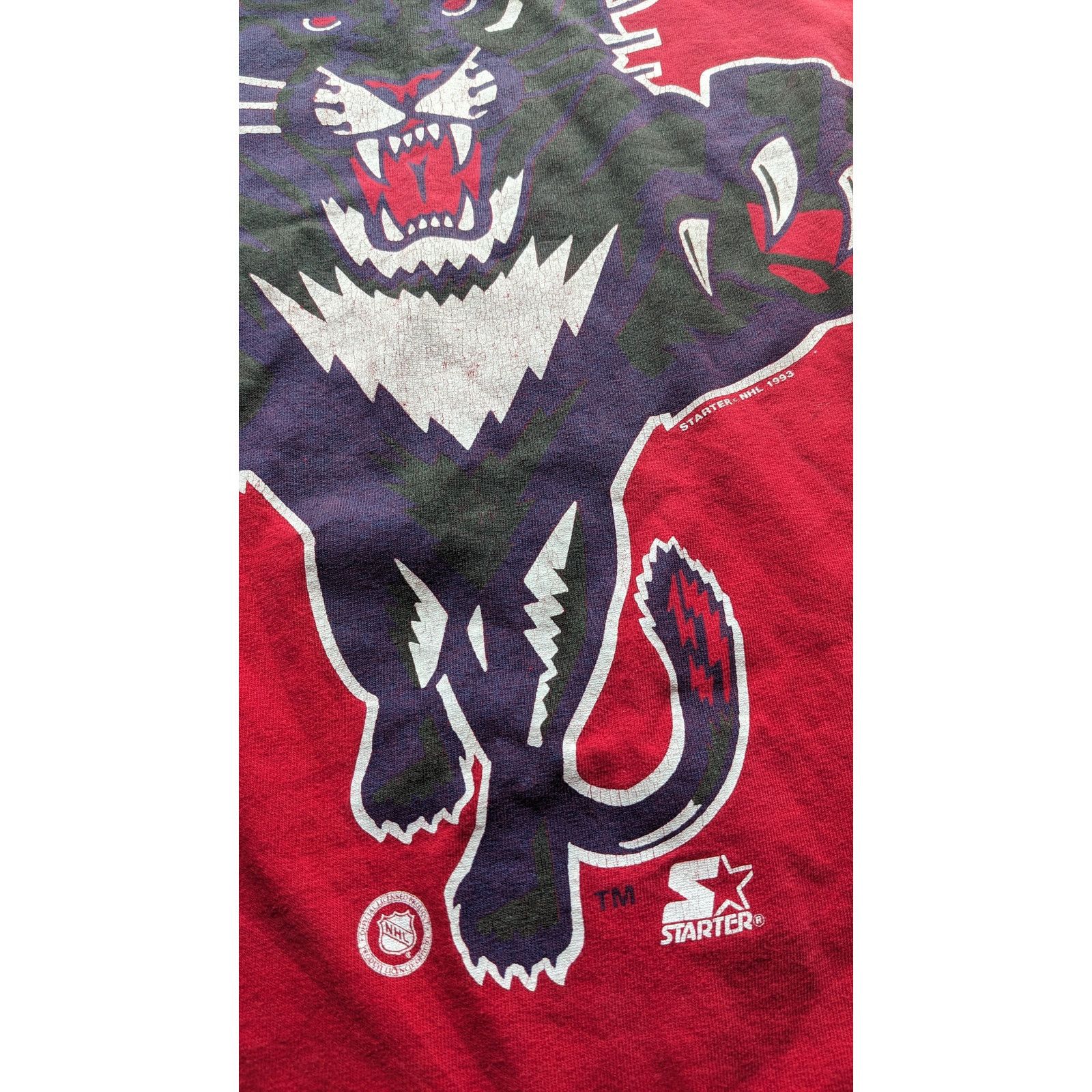 NHL × Starter Florida Panthers CATS 90s tee shirt AOP red NHL hockey vtg Size US XL / EU 56 / 4 - 10 Thumbnail