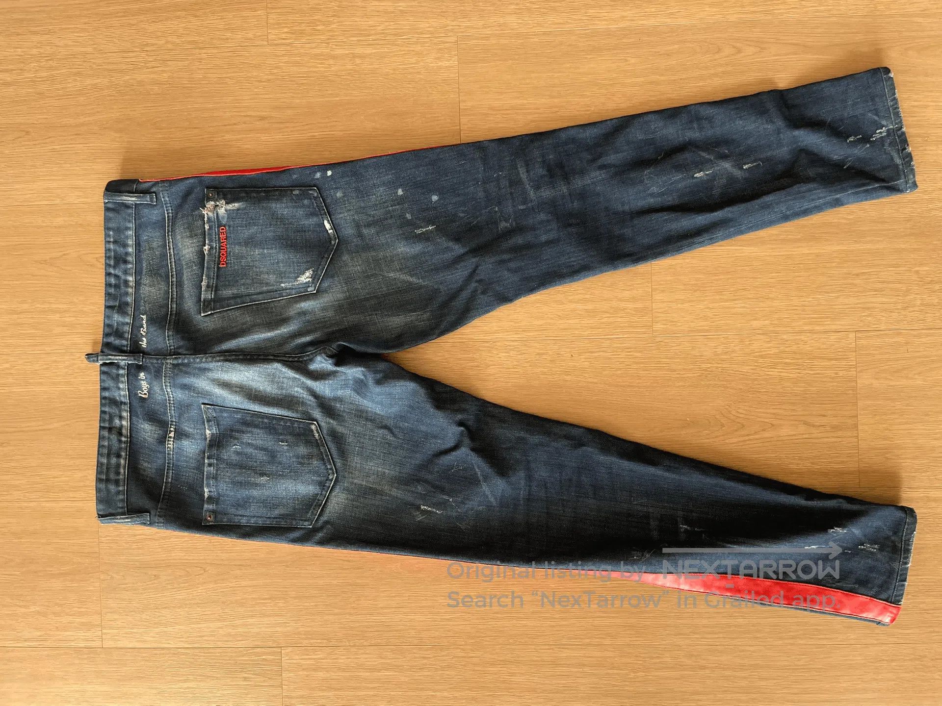 Dsquared2 Dsquared2 Red-Trimmed Denim Pants. Size US 34 / EU 50 - 4 Thumbnail