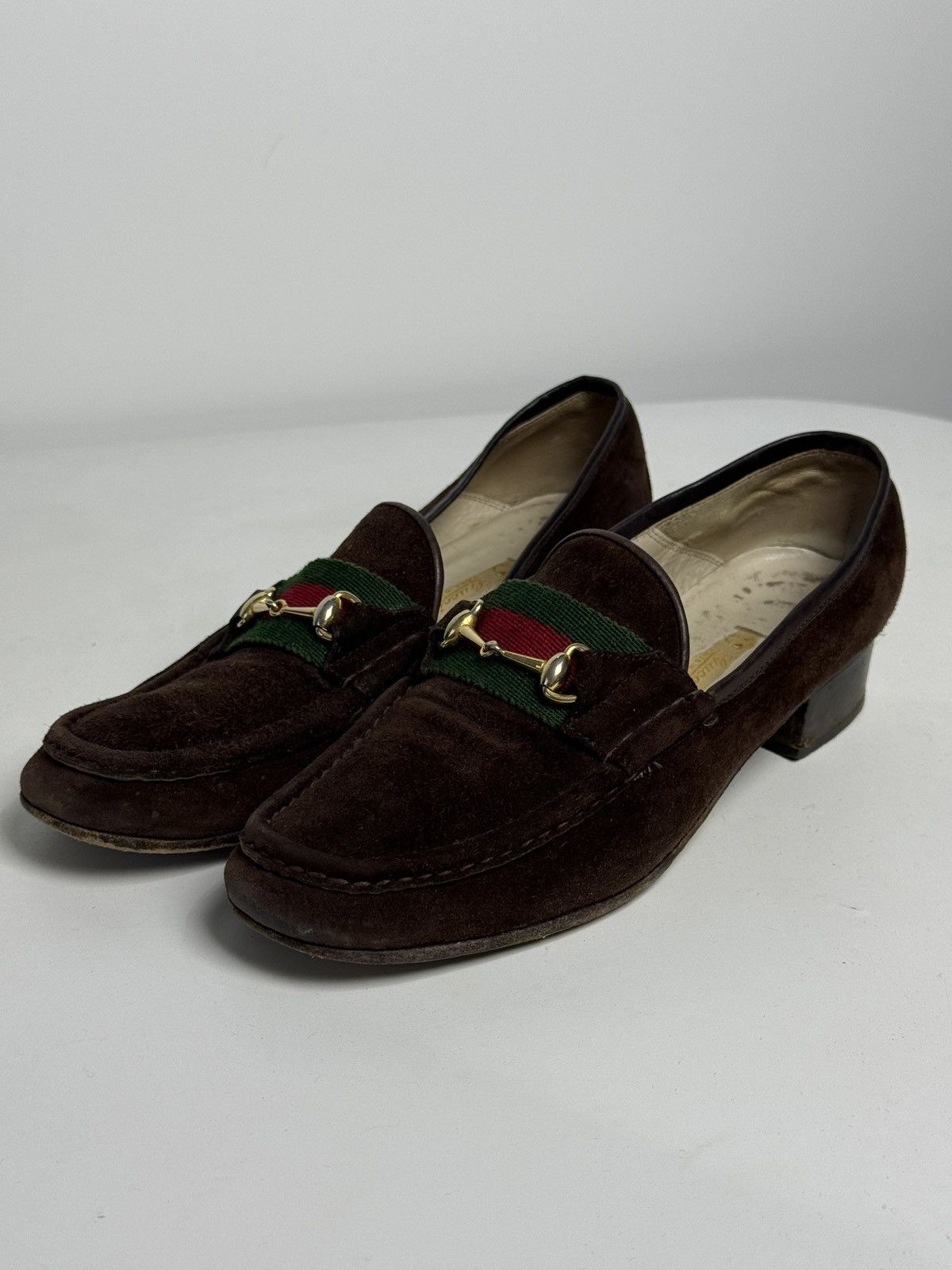 Gucci Vintage 80s rare Gucci brown suede loafers with horsebit Size US 7 / IT 37 - 7 Thumbnail