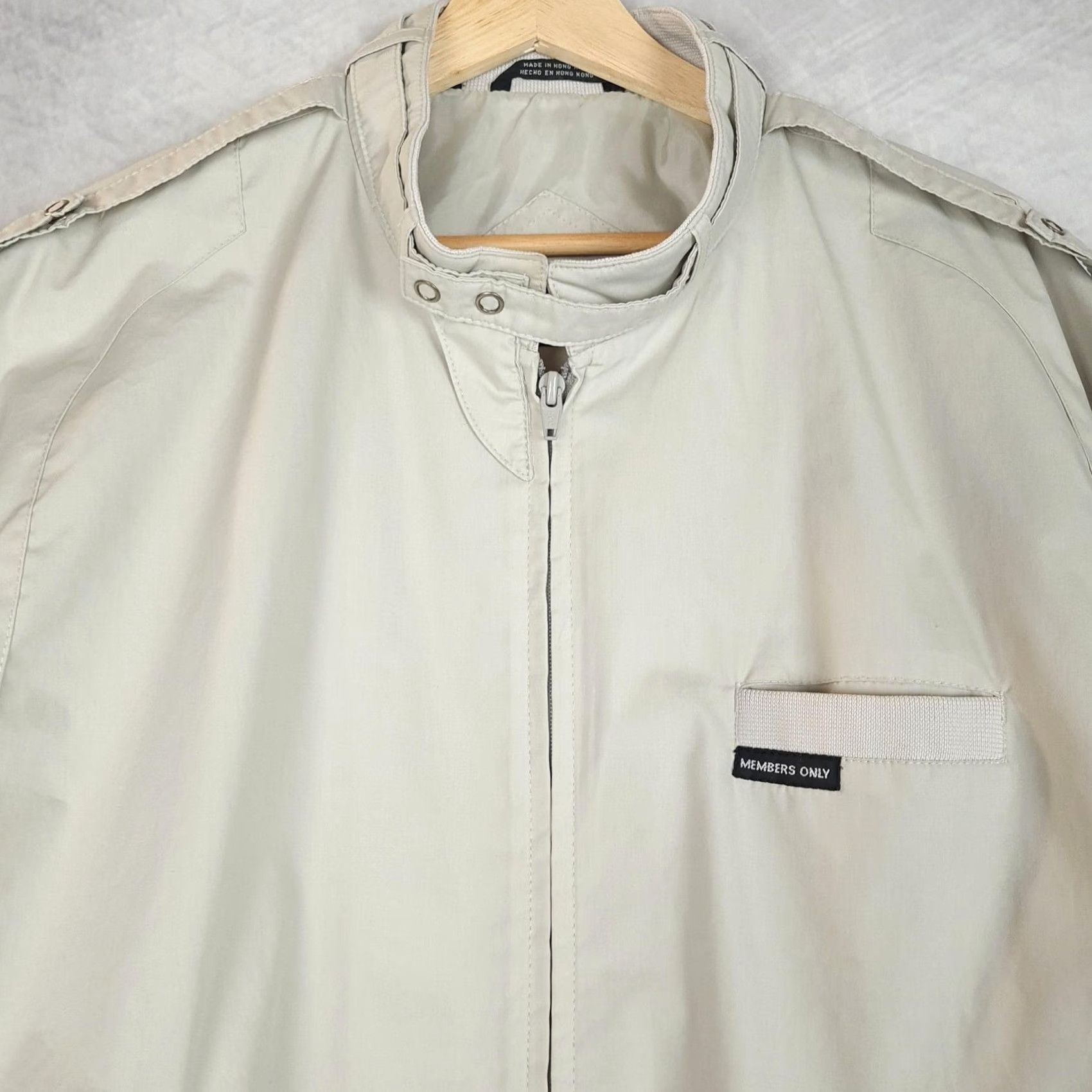 Members Only VINTAGE Members Only Jacket Mens XL Beige Bomber Microfiber Lined Hong Kong Size US XL / EU 56 / 4 - 3 Thumbnail