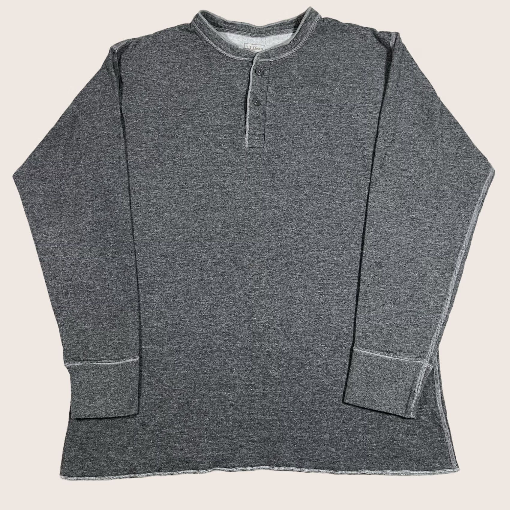 Vintage LL Bean Shirt Mens XL Gray Henley River Driver Wool Long Sleeve Thermal 2 Layer 90s Classic Outdoor Preppy Mens Size US XL / EU 56 / 4 - 1 Thumbnail