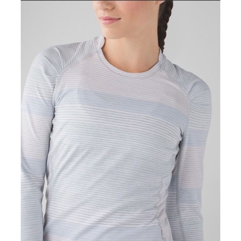 Lululemon Lululemon Think Fast Long SleeveOm Stripe Heathered Silver S Size M / US 6-8 / IT 42-44 - 10 Thumbnail