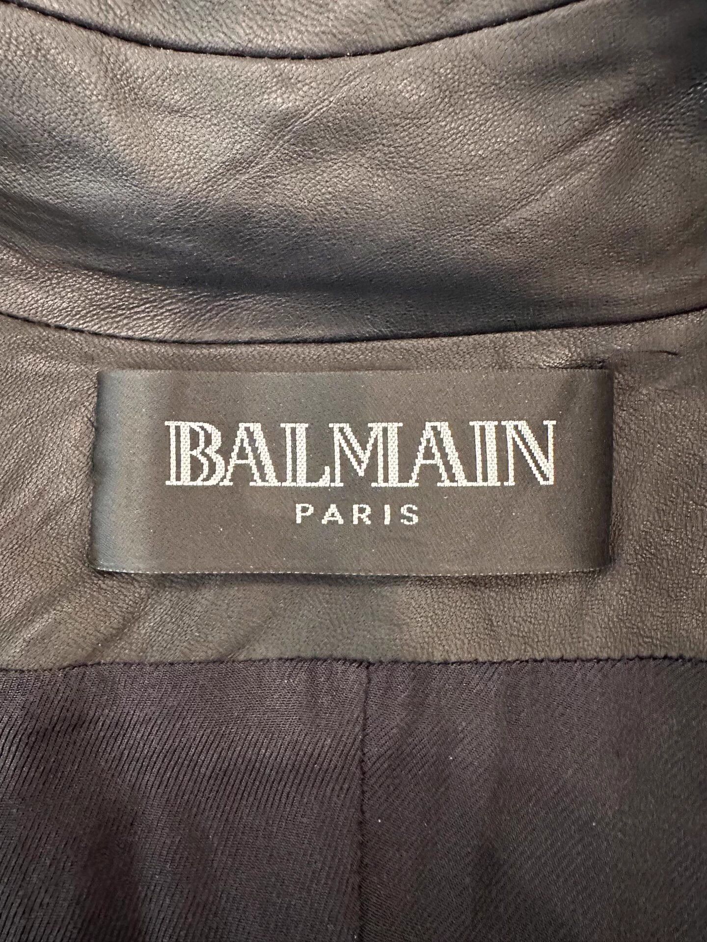Balmain Balmain women's black lambskin long biker jacket Size S / US 4 / IT 40 - 5 Thumbnail
