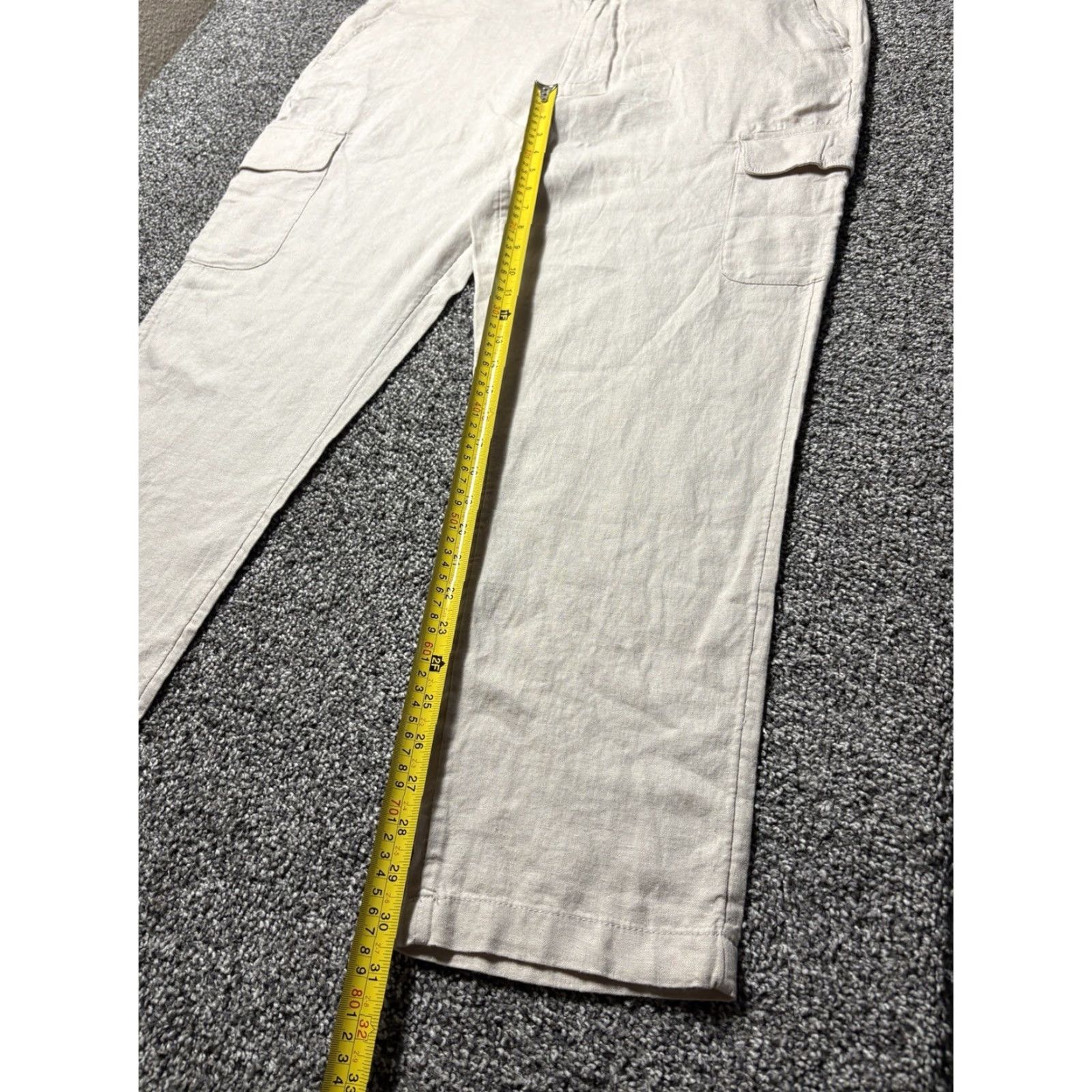 Vintage Caribbean Linen Cargo Pants Men 40x30 Beige Drawstring Viscose Blend NEW NWT Size US 40 / EU 56 - 4 Thumbnail