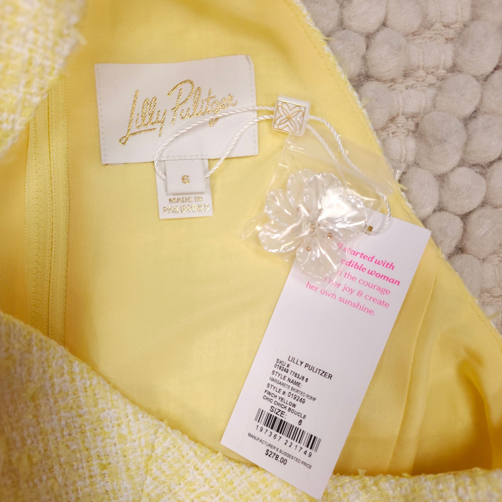 Lilly Pulitzer NWT Lilly Pulitzer Margarete Boucle Skirted Romper Yellow 6 Size M / US 6-8 / IT 42-44 - 8 Thumbnail