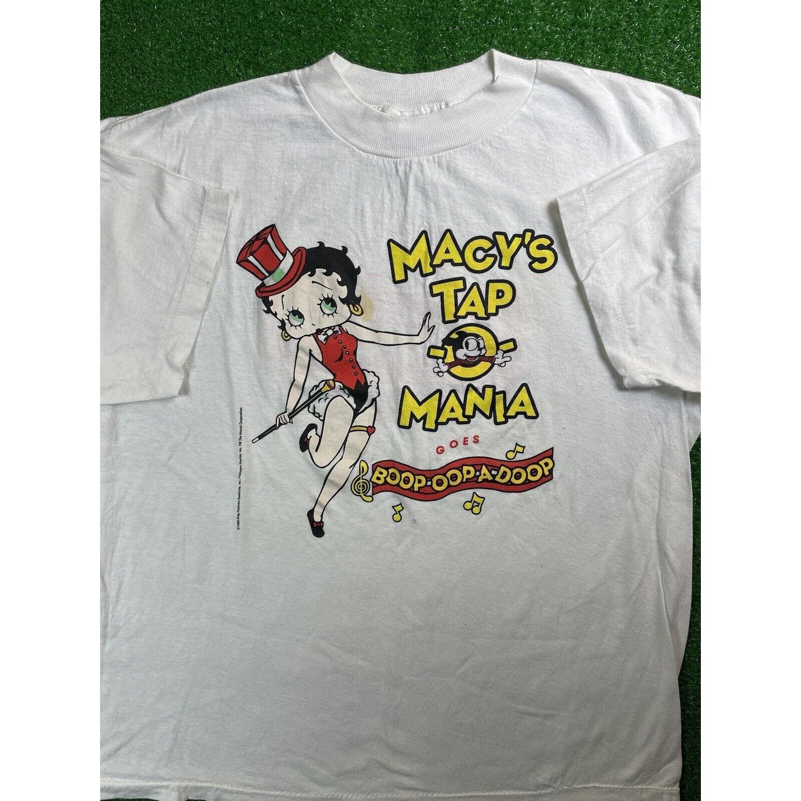 image of Vintage 90's Betty Boop Macys Mania Boxy XL White Shirt Usa, Men's