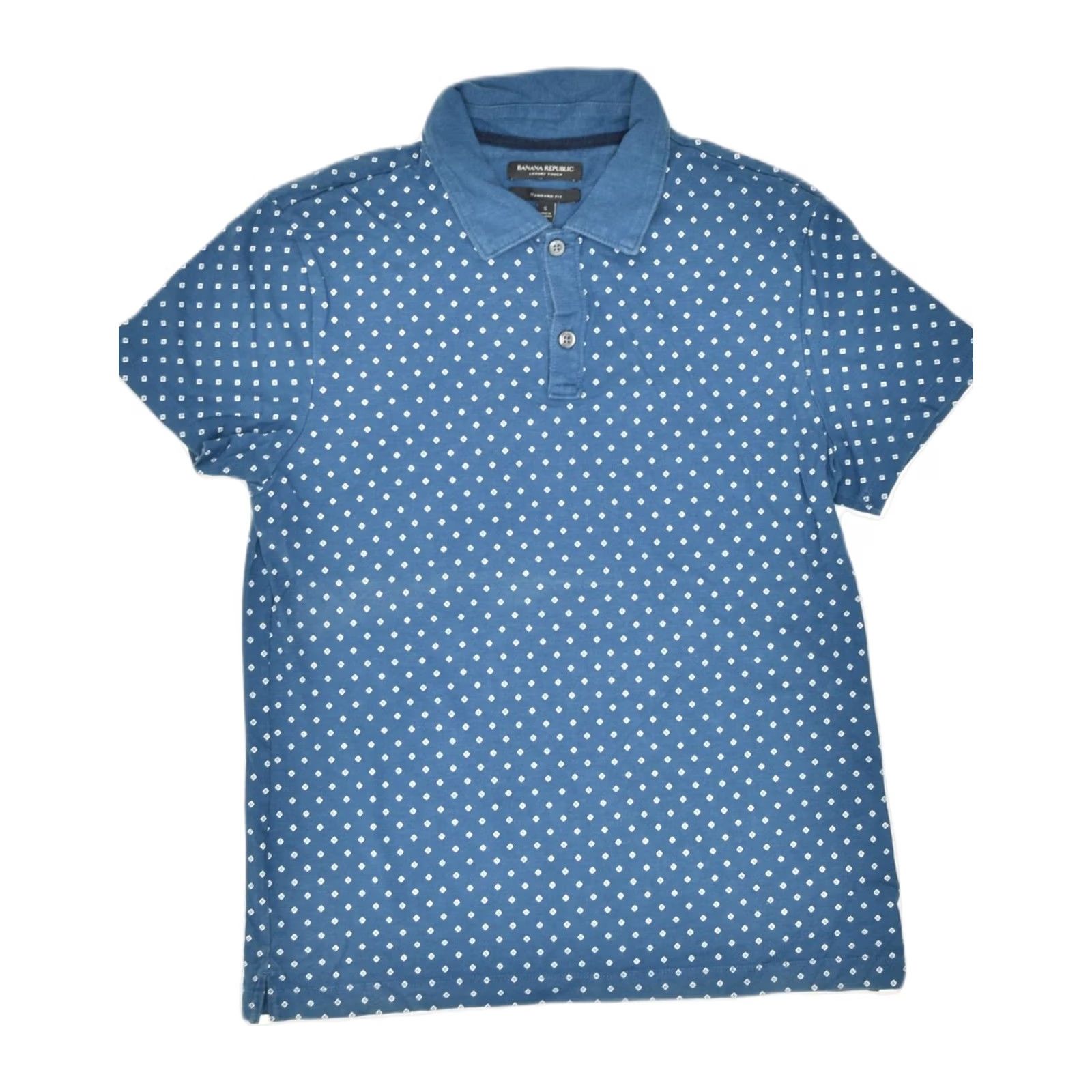 Banana Republic BANANA REPUBLIC Mens Polo Shirt Small Blue Argyle/Diamond Standard Fit Size US S / EU 44-46 / 1 - 2 Thumbnail