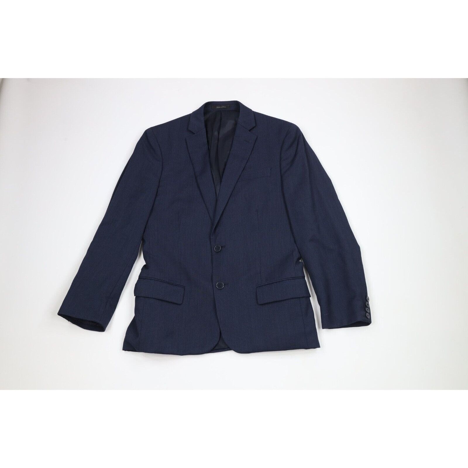 Calvin Klein Calvin Klein Wool Striped 2 Piece Suit Wedding Dark Blue Size 38R - 2 Thumbnail