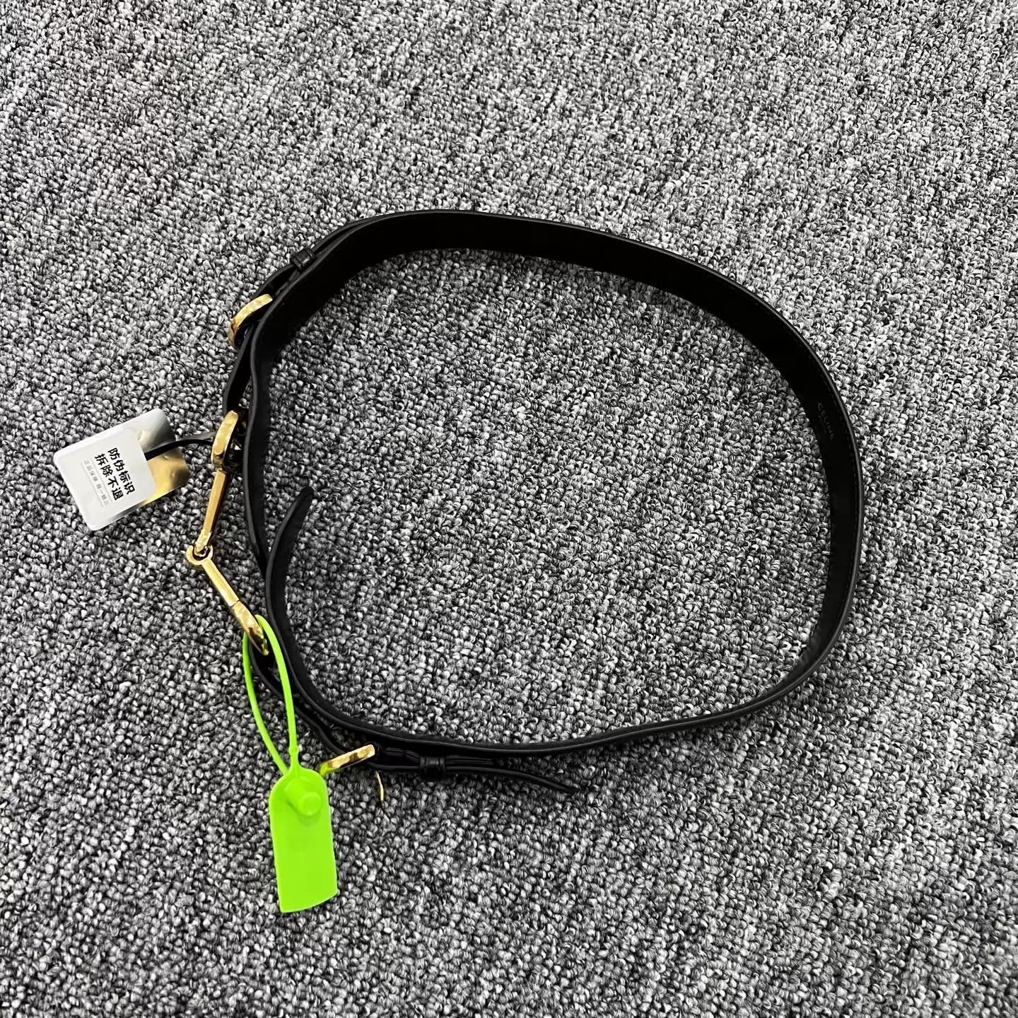 Celine CELINE Triomphe Horsebit Leather Belt 99 New 75cm Black&Gold Size ONE SIZE - 2 Thumbnail