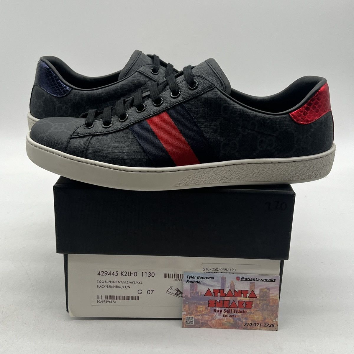 Gucci Gucci ace gg supreme black grey Size US 7.5 / EU 40-41 - 1 Thumbnail