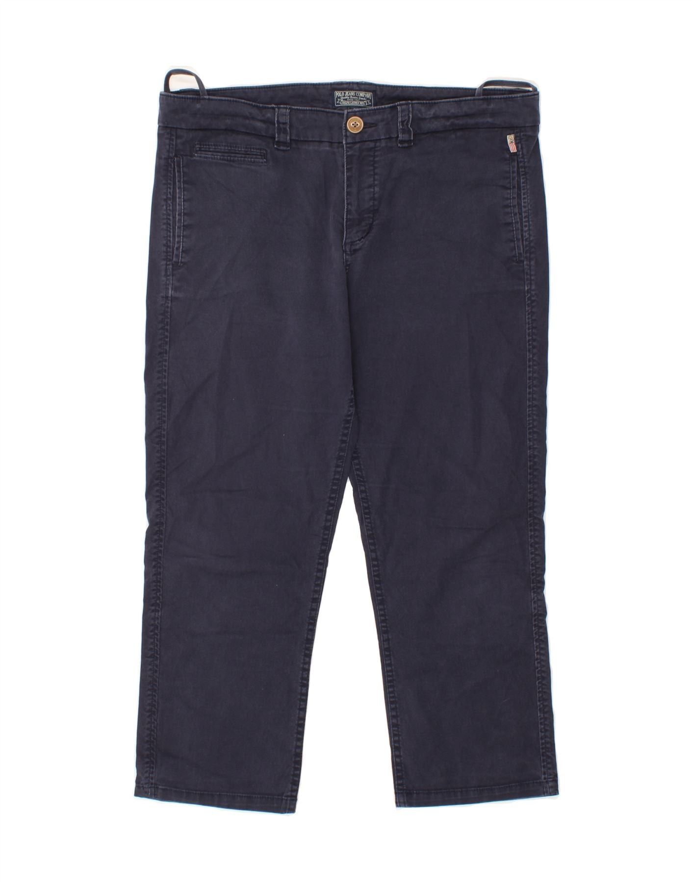 Polo Ralph Lauren Womens Slim Capri Trousers W30 L23 Navy Blue Cotton Size 24" / US 00 / IT 34 - 1 Thumbnail