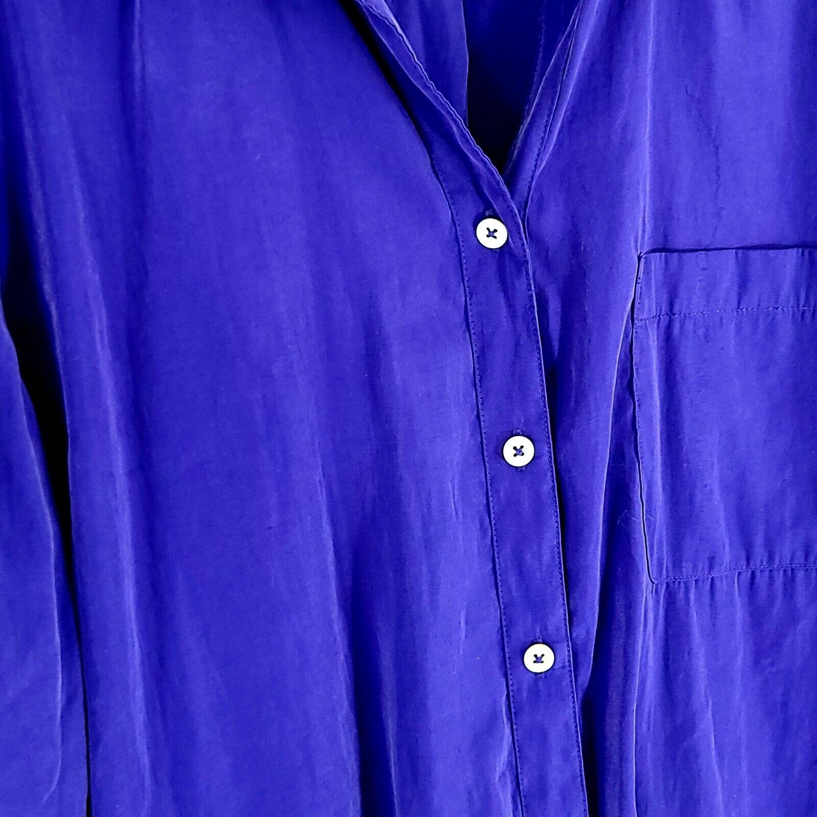 Chicos Chico's Purple Long Sleeve Button Front Collared Shirt Pocke Size XS / US 0-2 / IT 36-38 - 3 Thumbnail