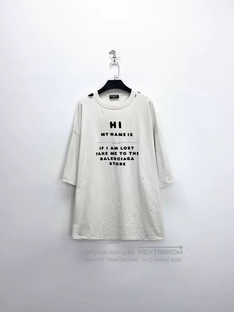 Balenciaga Balenciaga White Hi My Name Is Letter Logo Slightly Distre Size US S / EU 44-46 / 1 - 1 Thumbnail