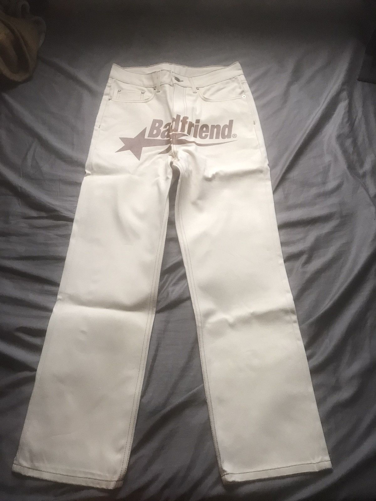 image of Badfriend Brown Star Logo Denim in Cream, Men's (Size 30)