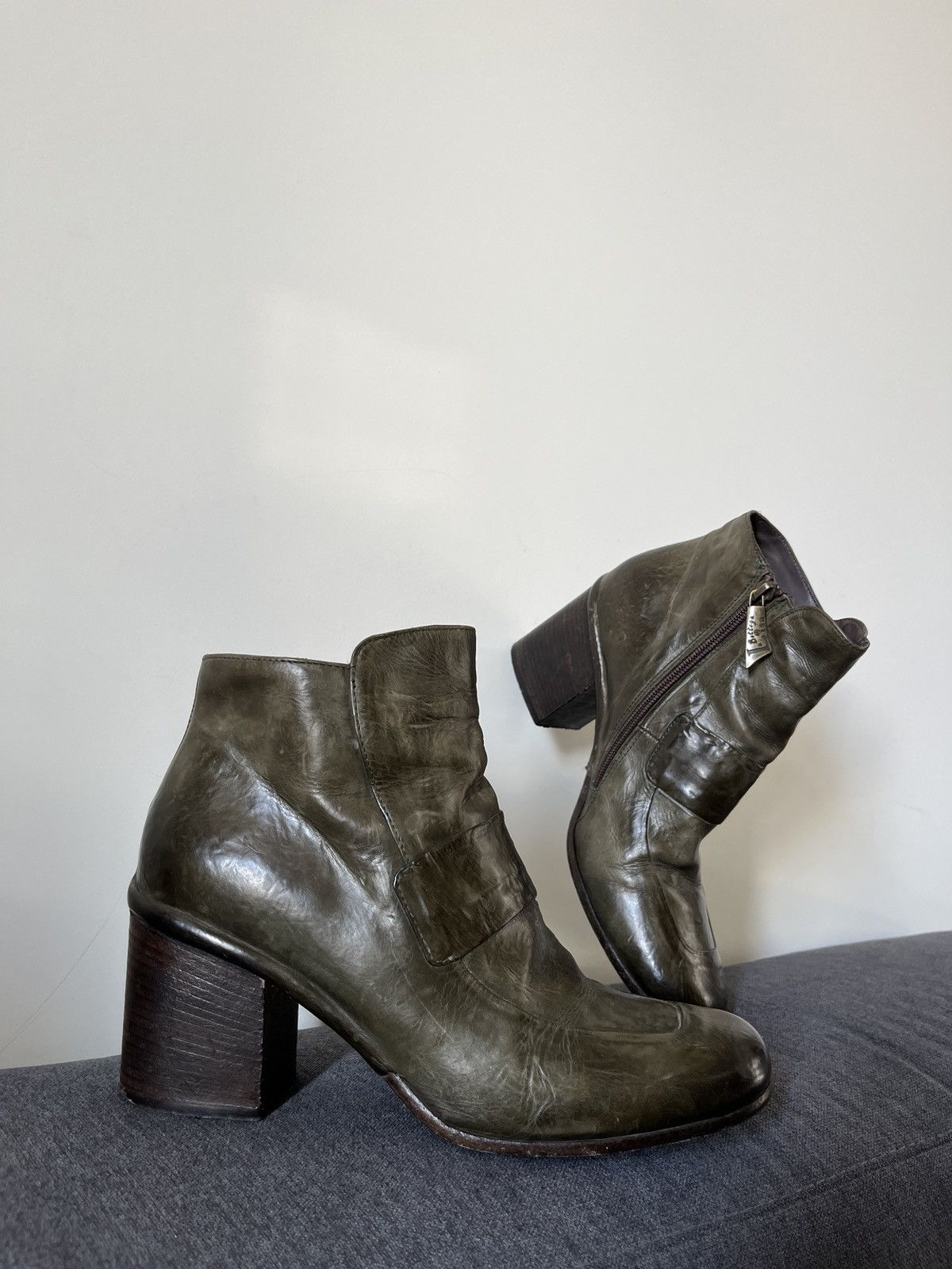 A.S.98 La Bottega di Lisa Ancle Avant Garde Green Leather Boots Size US 9 / IT 39 - 2 Thumbnail