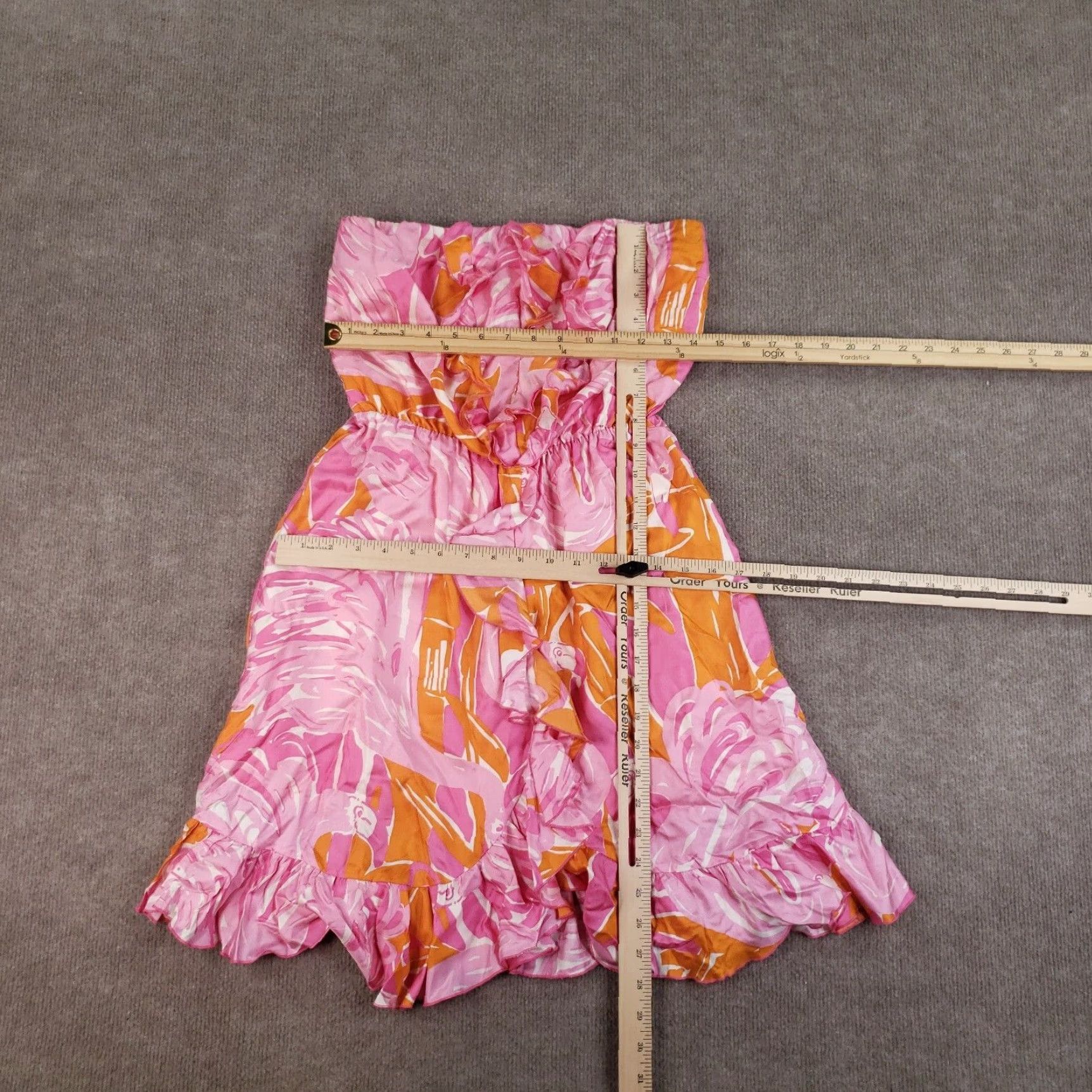 Lilly Pulitzer Lilly Pulitzer Fan Dance Tiernan Dress Womens Size 8 Orange Pink Silk Ruffle Size M / US 6-8 / IT 42-44 - 2 Thumbnail