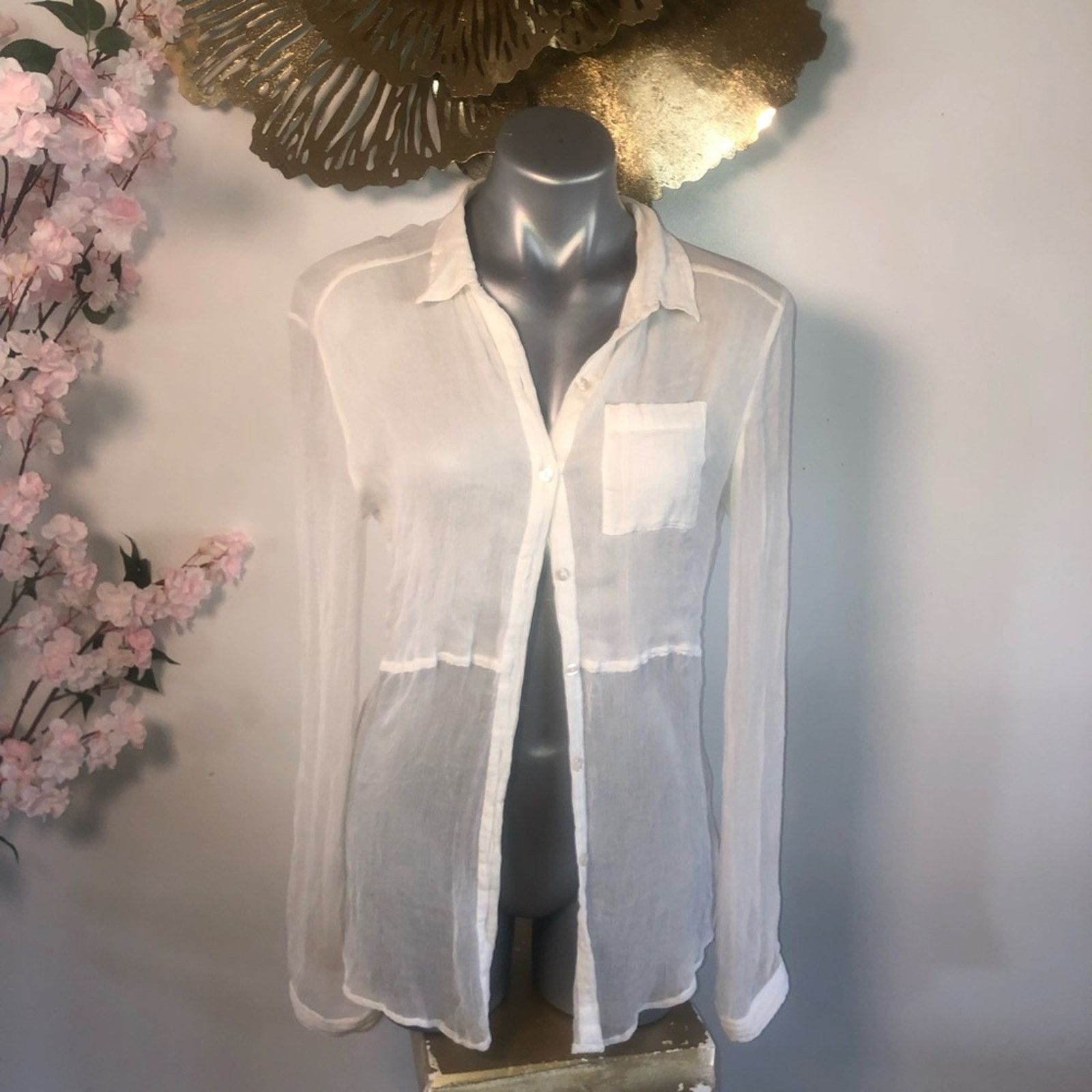 Chan Luu Blouse Top Chan Luu sheer button down Size S / US 4 / IT 40 - 8 Thumbnail