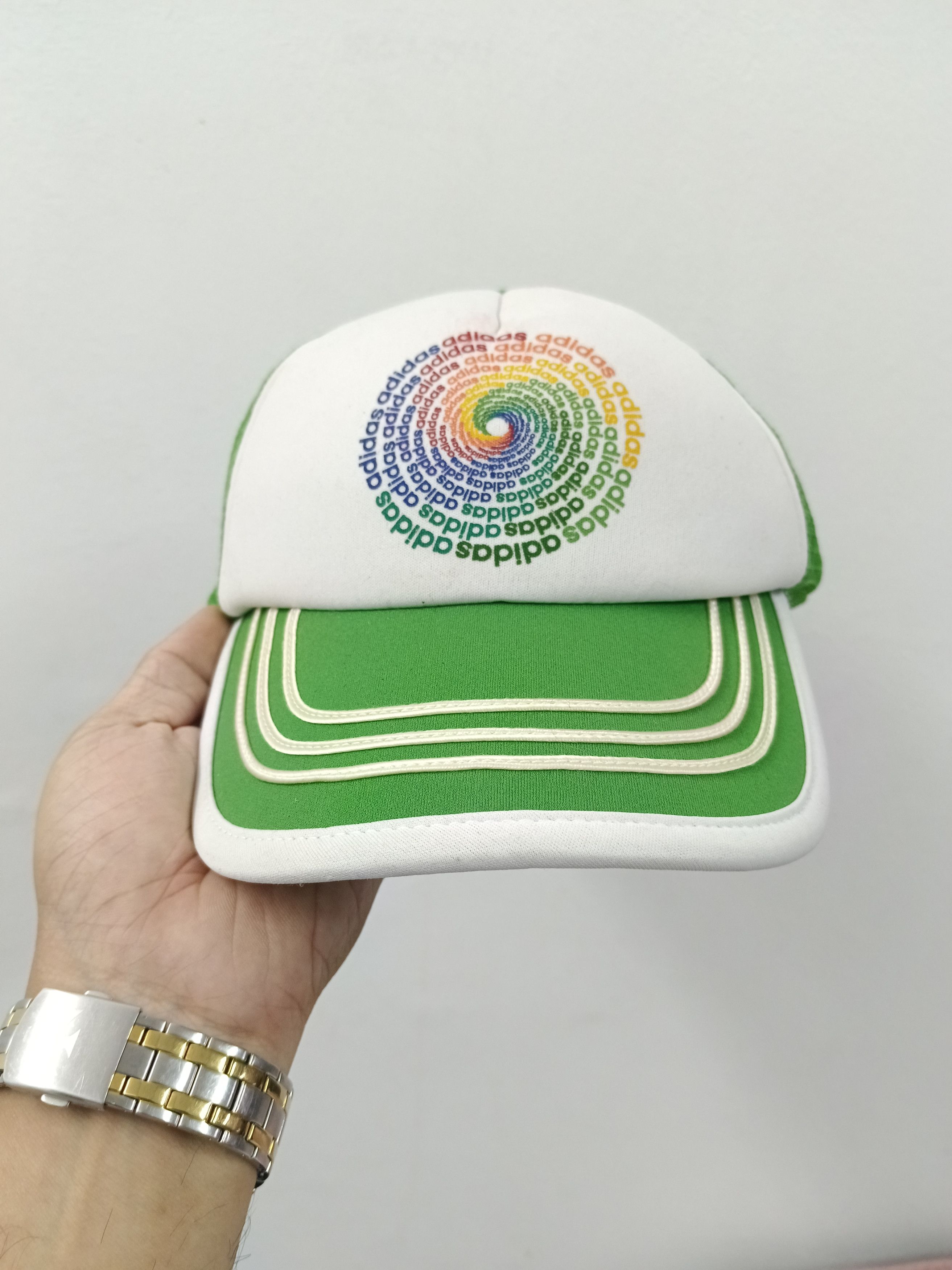 Adidas Vintage Adidas Trucker Hat Spellout Rainbow Spiral Logo Size ONE SIZE - 2 Thumbnail