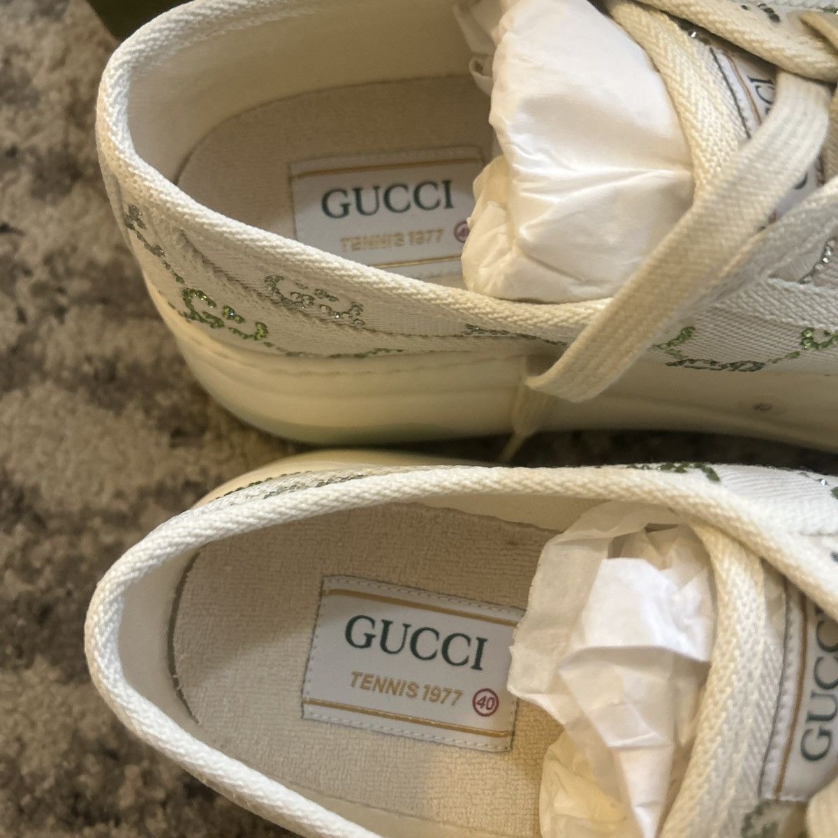 Gucci Gucci Canvas Lame Crystal GG Monogram Womens 1977 Sneakers Size US 10 / IT 40 - 6 Thumbnail