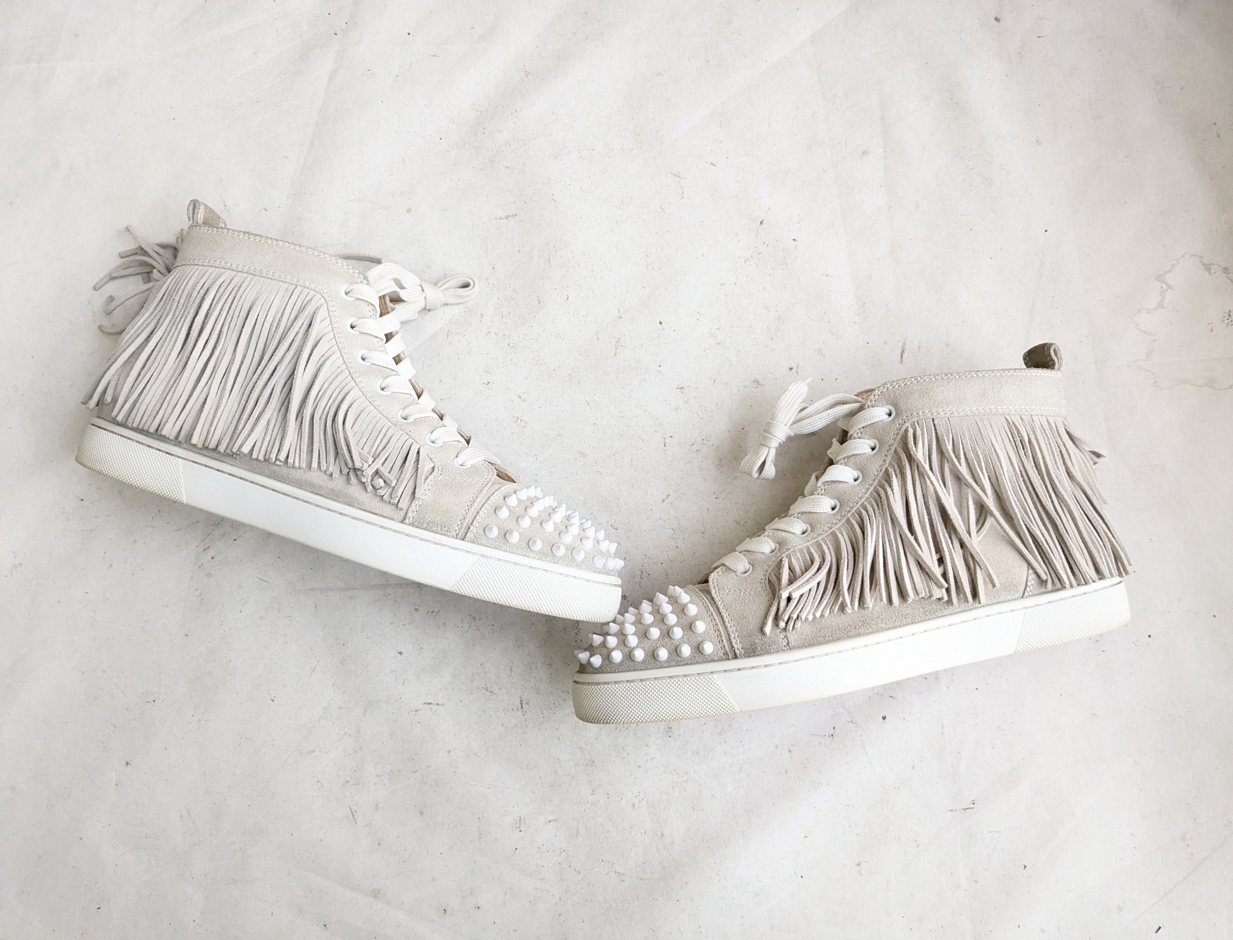 Christian Louboutin Christian Louboutin Sneakers Gray 10 43 Suede Spikes Fringe Size US 10 / EU 43 - 2 Thumbnail