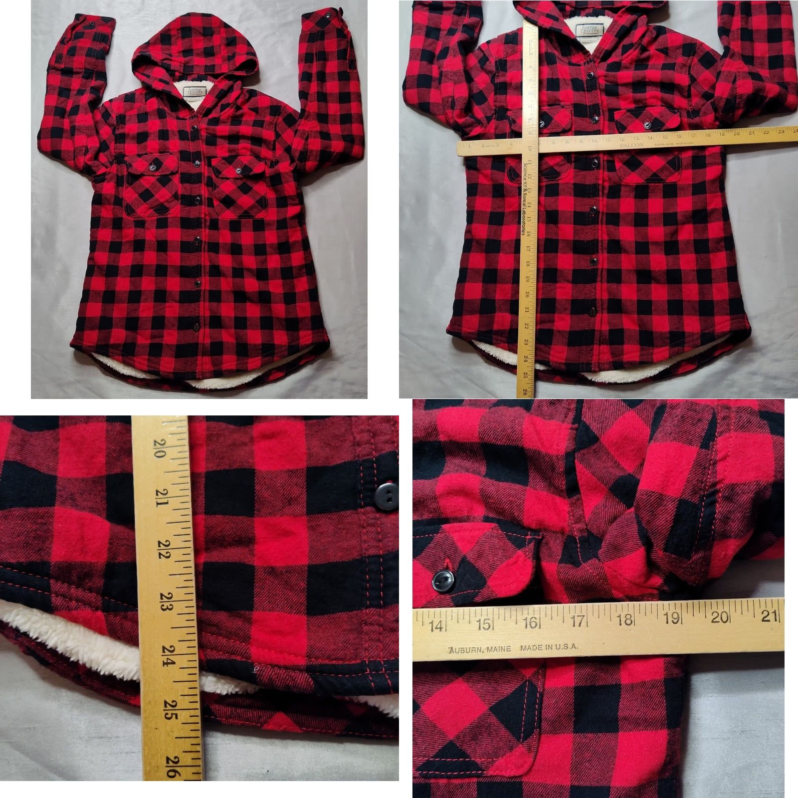 Lumberjack Boston Traders Shacket Women Small Hooded Sherpa Lined Plaid Lumberjack Red Size S / US 4 / IT 40 - 9 Thumbnail